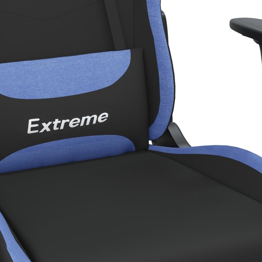 und Schwarz Gaming-Stuhl Fußstütze St) Blau vidaXL (1 Massage Blau Blau | Stoff & mit Gaming-Stuhl