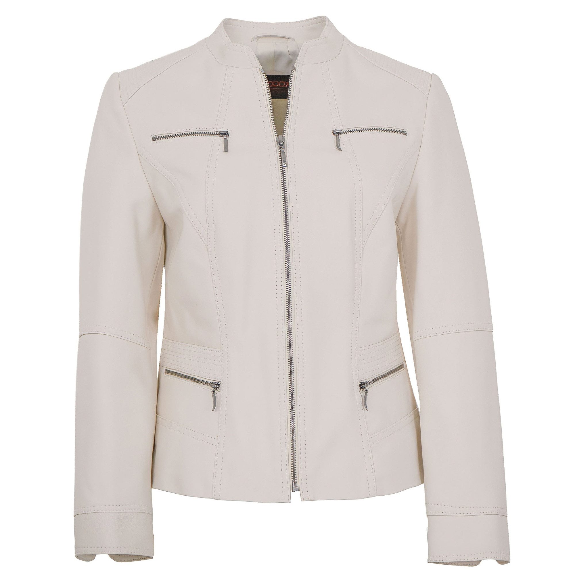 Maddox Lederjacke Clari MADDOX - Damen Lederjacke Lammnappa weiß