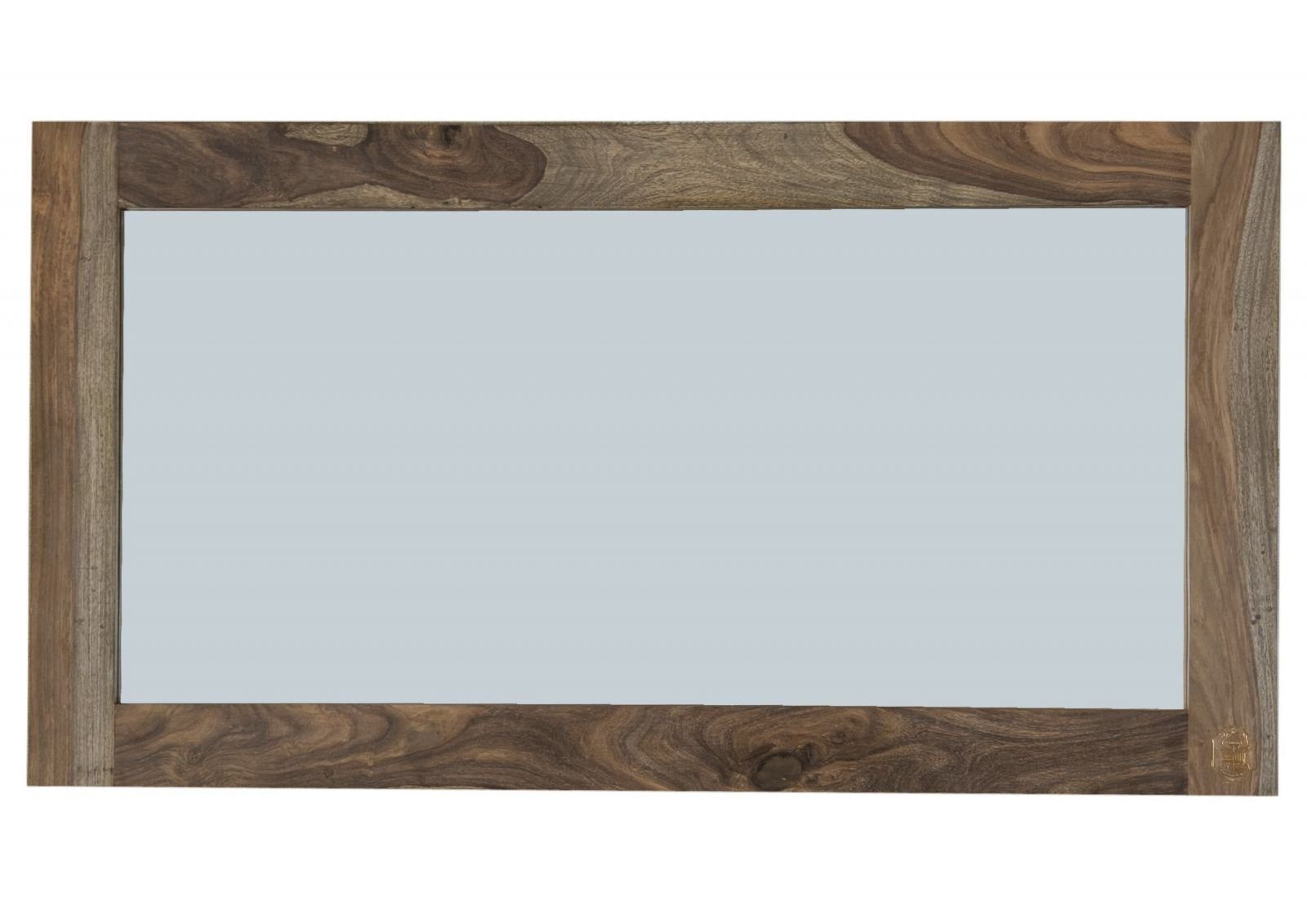 geradliniges Massivmoebel24 130x3x70 anbringbar, GREY NATURE Sheesham horizontal Design, vertikal Spiegel, (Moderner montiert) und Spiegel grau geölt Massivholz