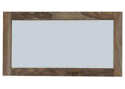 Massivmoebel24 Spiegel NATURE GREY (Moderner Massivholz Spiegel, horizontal und vertikal anbringbar, geradliniges Design, grau geölt 130x3x70 Sheesham montiert)
