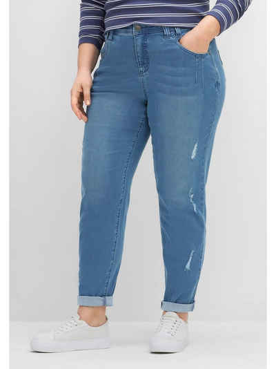 Sheego Girlfriend-Jeans »Jeans« mit Destroyed-Effekt, Teilgummibund