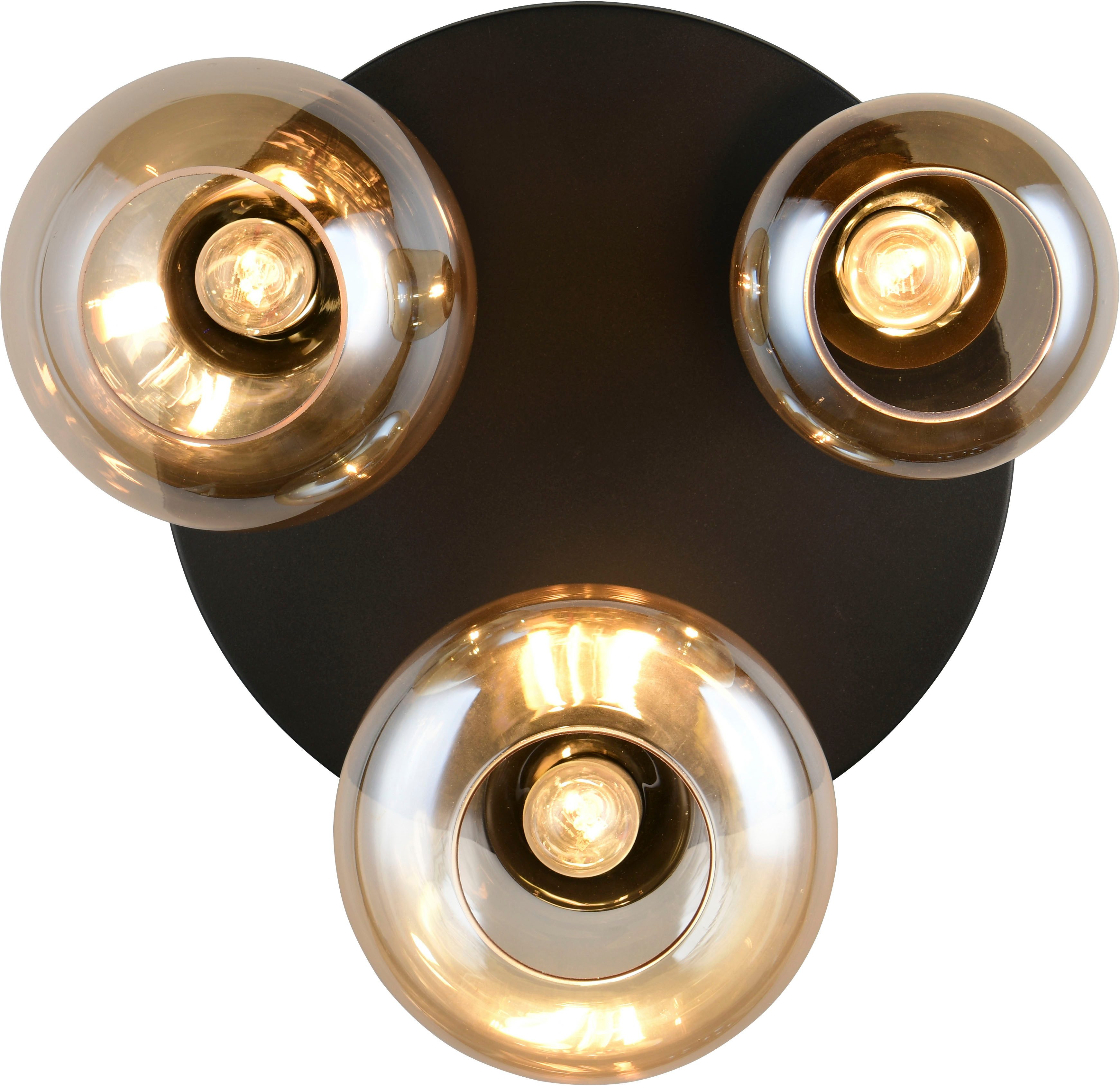 TRIO Leuchten Deckenleuchte Lumina, Deckenlampe 3-flammig mit Glasschirm, exkl 3x E14, max 10W, Leuchtmittel wechselbar, warmweiß - kaltweiß, Ø 49 cm Höhe 25 cm, spiegelnde Glas Lampenschirme in 3 modernen Formen