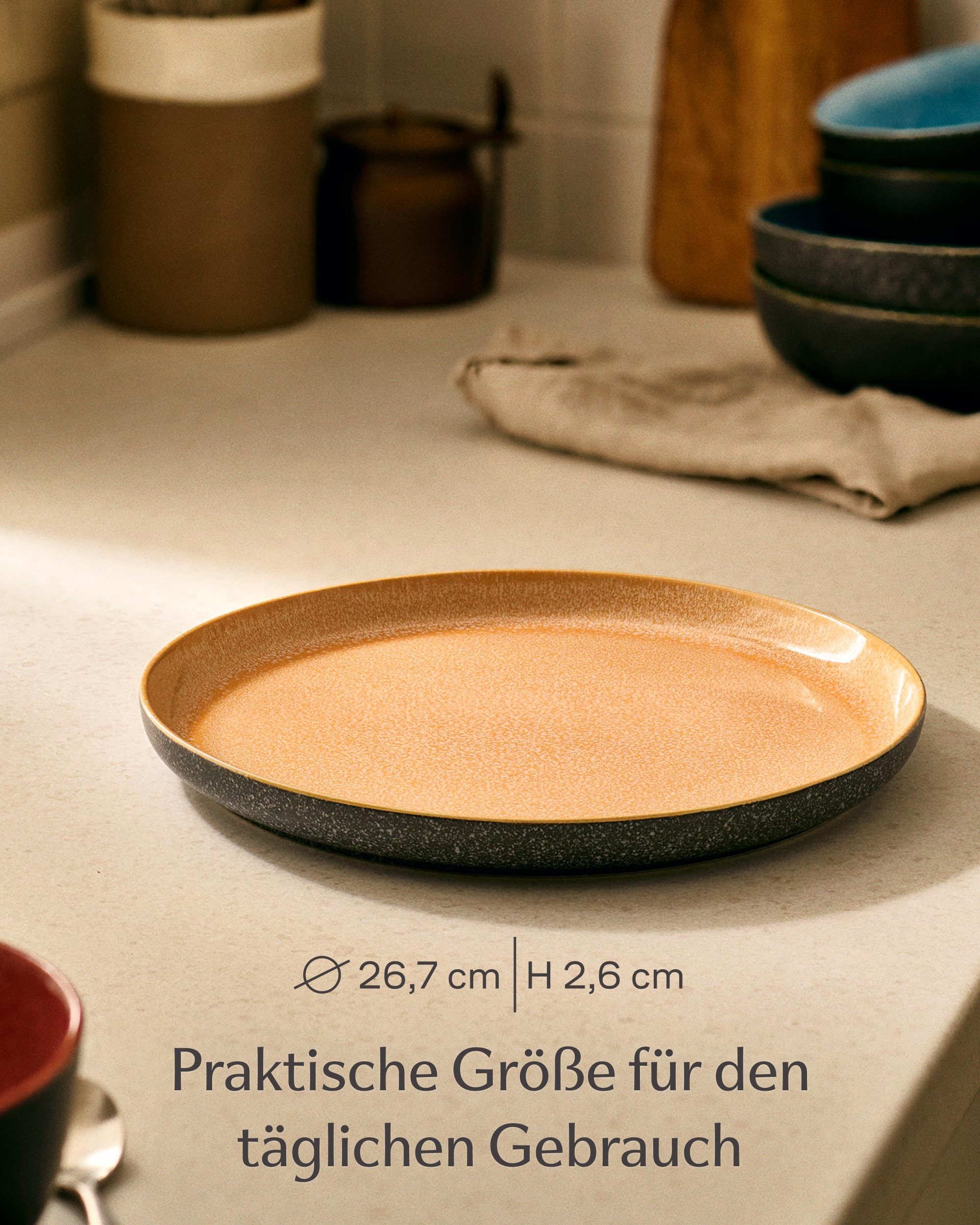 Cosumy Speiseteller Steingut Geschirr Set 4 Personen – Handgefertigtes Tafelservice, (4 St), Handglasiert- Mikrowellenfest - Spülmaschinenfest – Design Geschirr – Bild 4 von 5