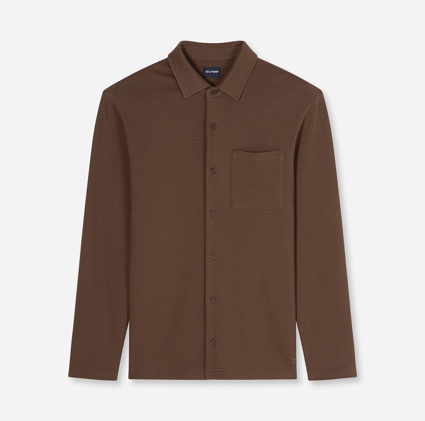 OLYMP Langarm-Poloshirt Casual mit Waffle-Struktur
