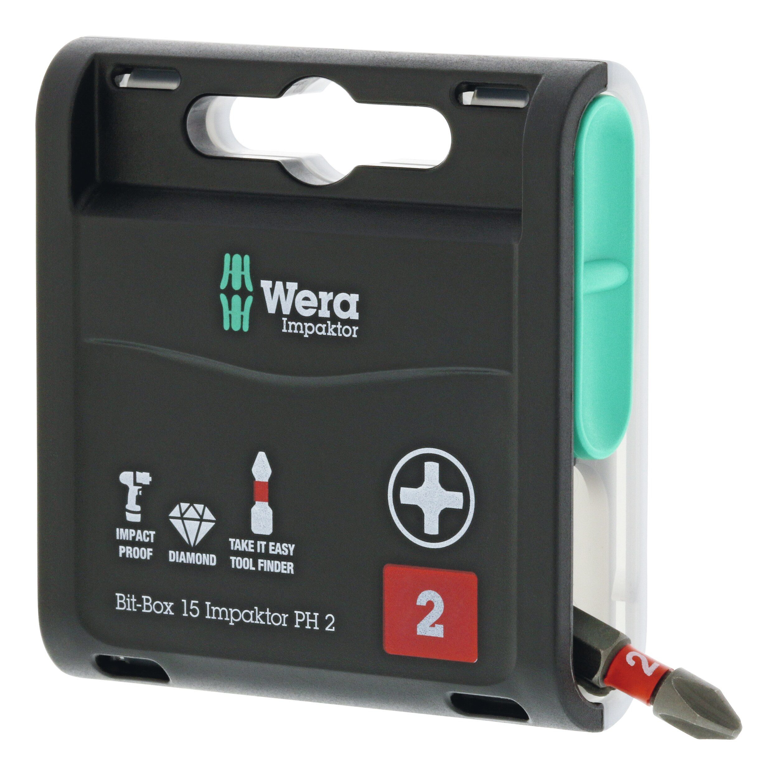 Wera Kreuzschlitz-Bit, Box 15 Impaktor PH2 x 25 mm 15er Box