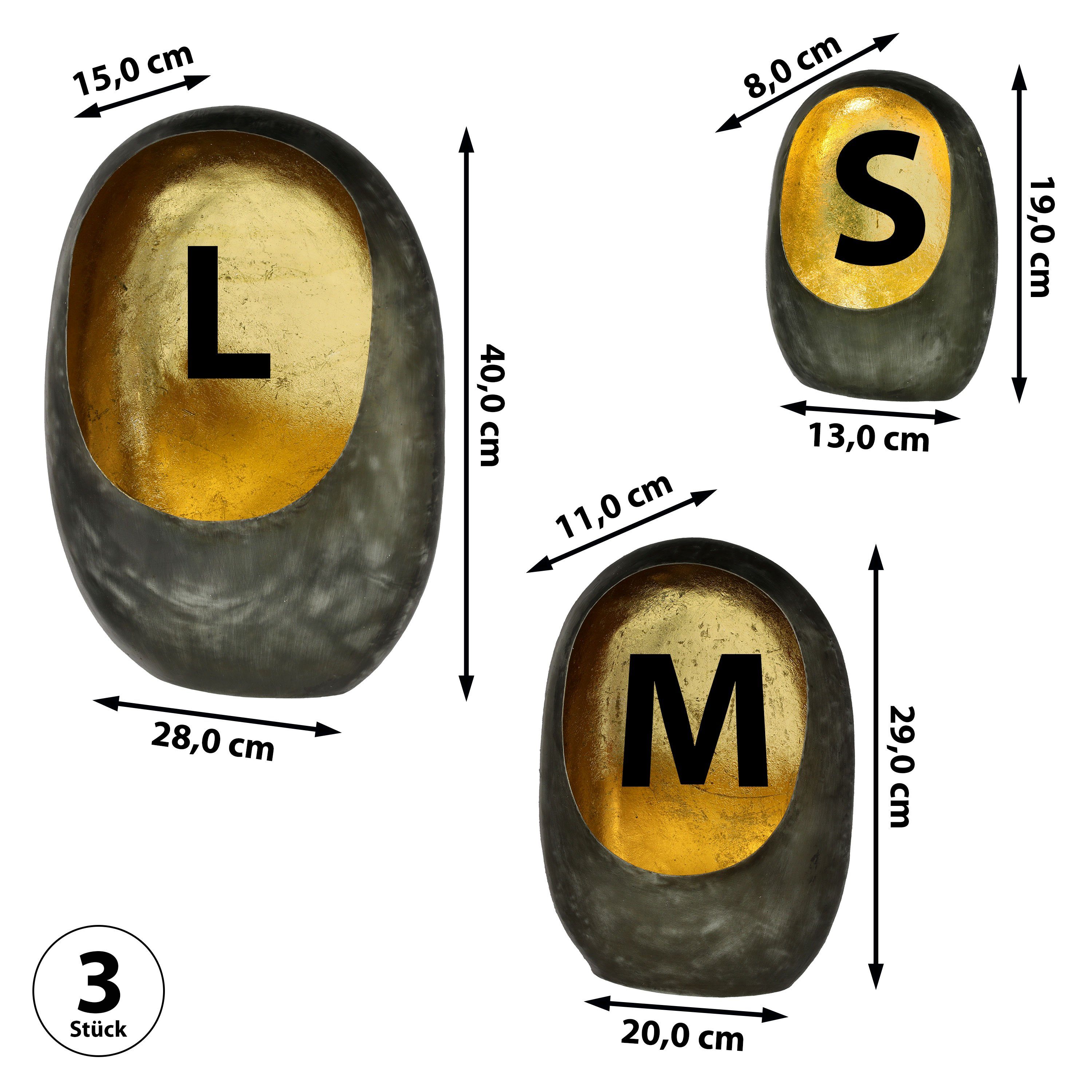 CEPEWA Teelichthalter Windlicht 3er Set anthrazit kupfer günstig online kaufen