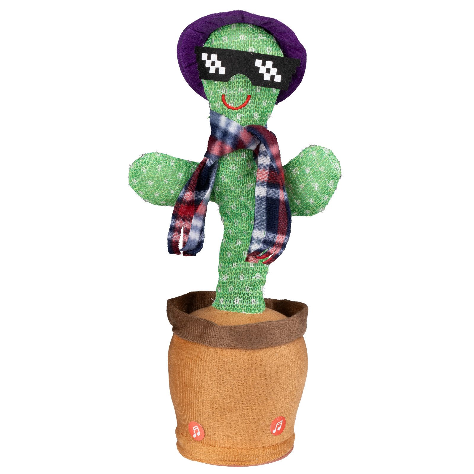 Haushalt International Im- und Export GmbH Dekofigur Sprechender Kaktus Spielfigur Spielzeug Lila Hut (Stück, 1 St., Packung), 33x11cm, Tanzend, Singend, Sprech – Bild 3 von 5