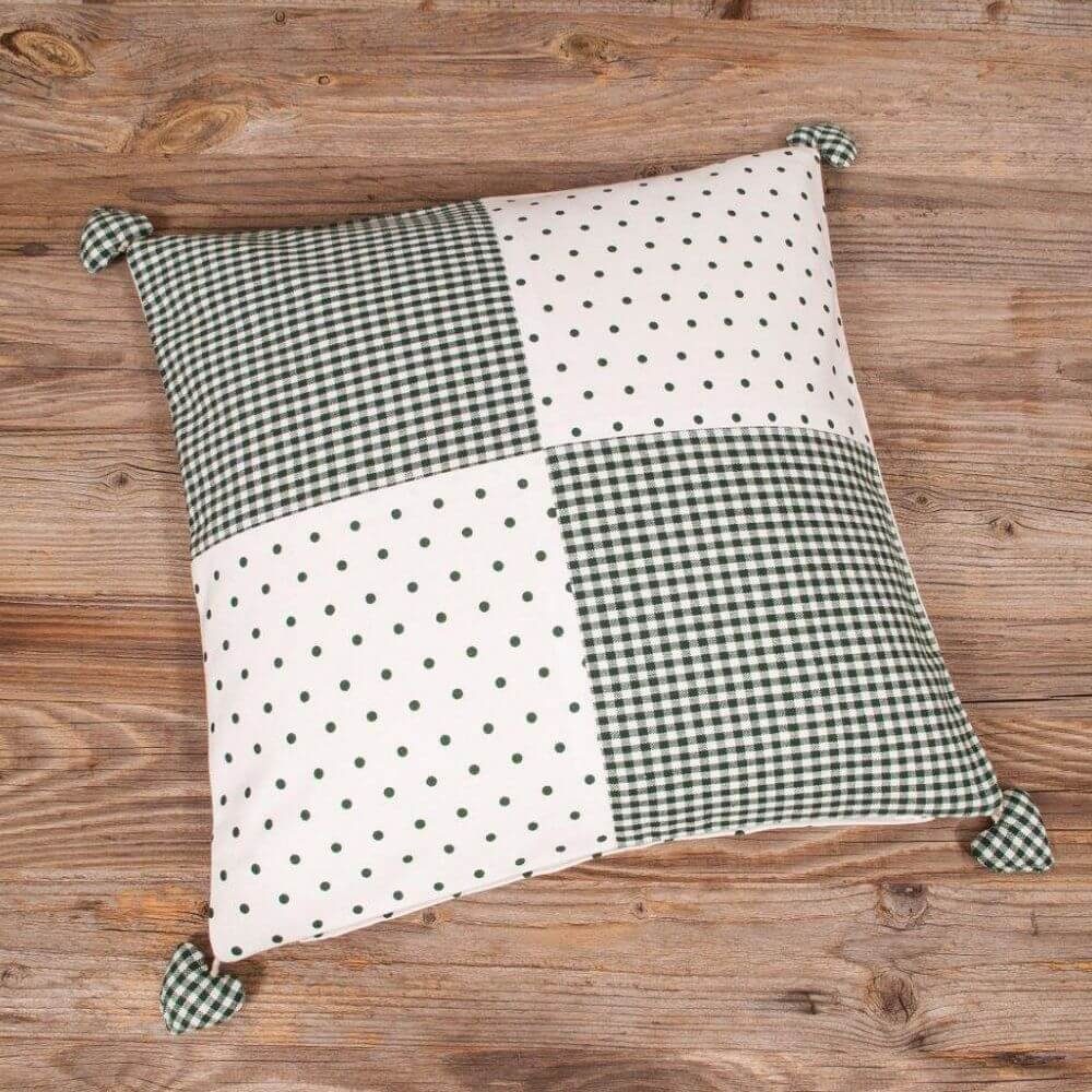 Kissenbezüge Kissen-Bezug 40x40 cm grün kariert Landhaus-Stil Baumwolle
