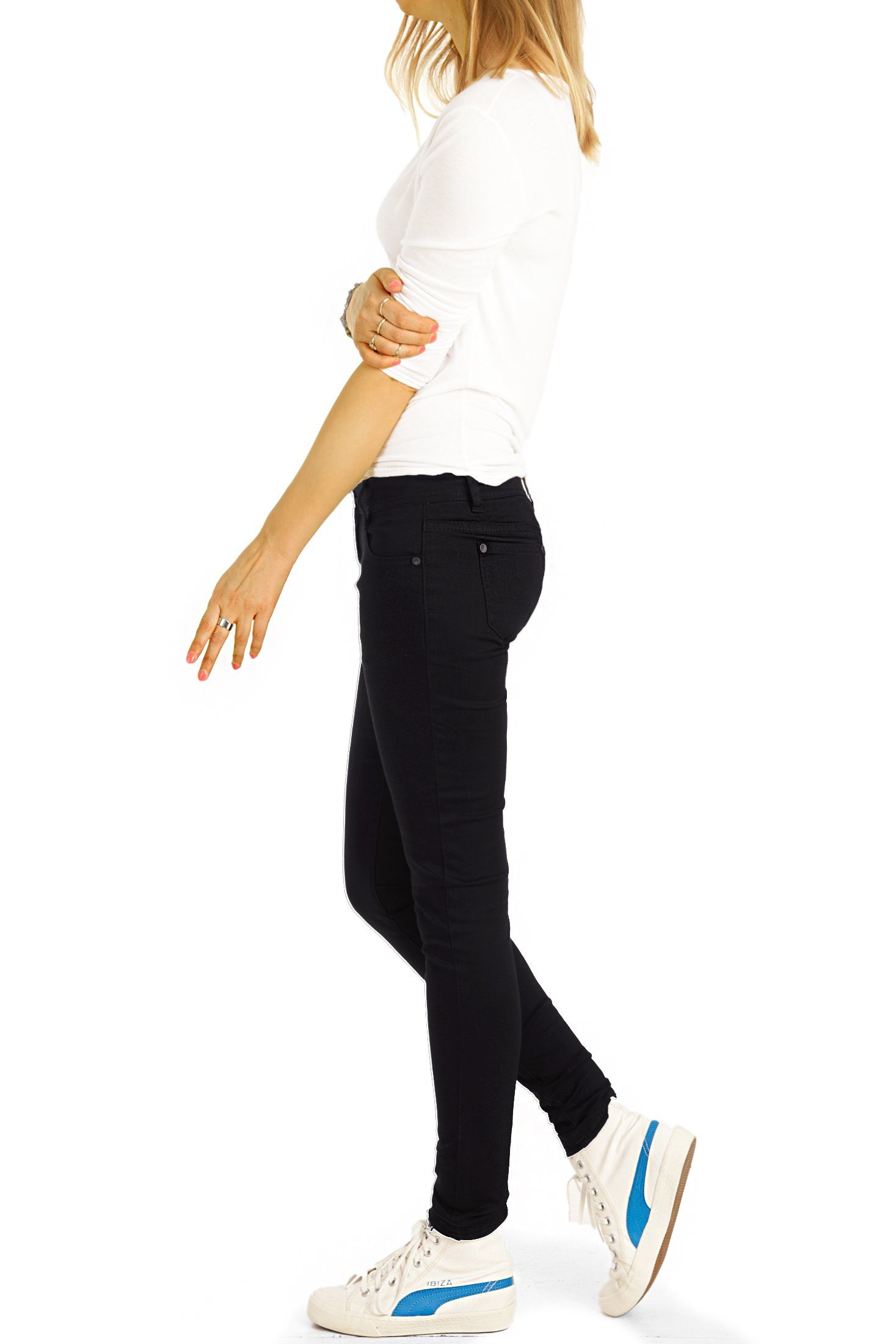 be styled Röhrenjeans Damen Hüftjeans, skinny slim fit low waist Hosen j71e – Bild 4 von 5