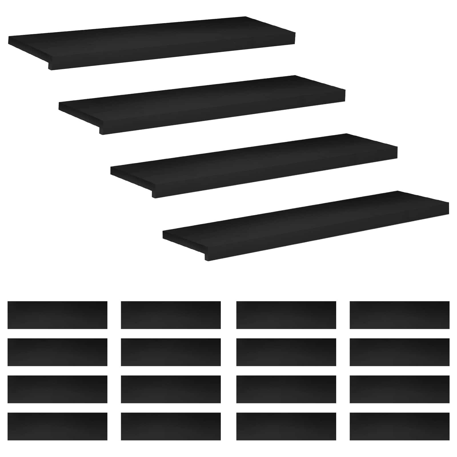 vidaXL Stufenmatte Treppenstufen 20 stk. 90 x 30 x 2 cm Schwarz Massivholz Buche, Höhe: 2 mm
