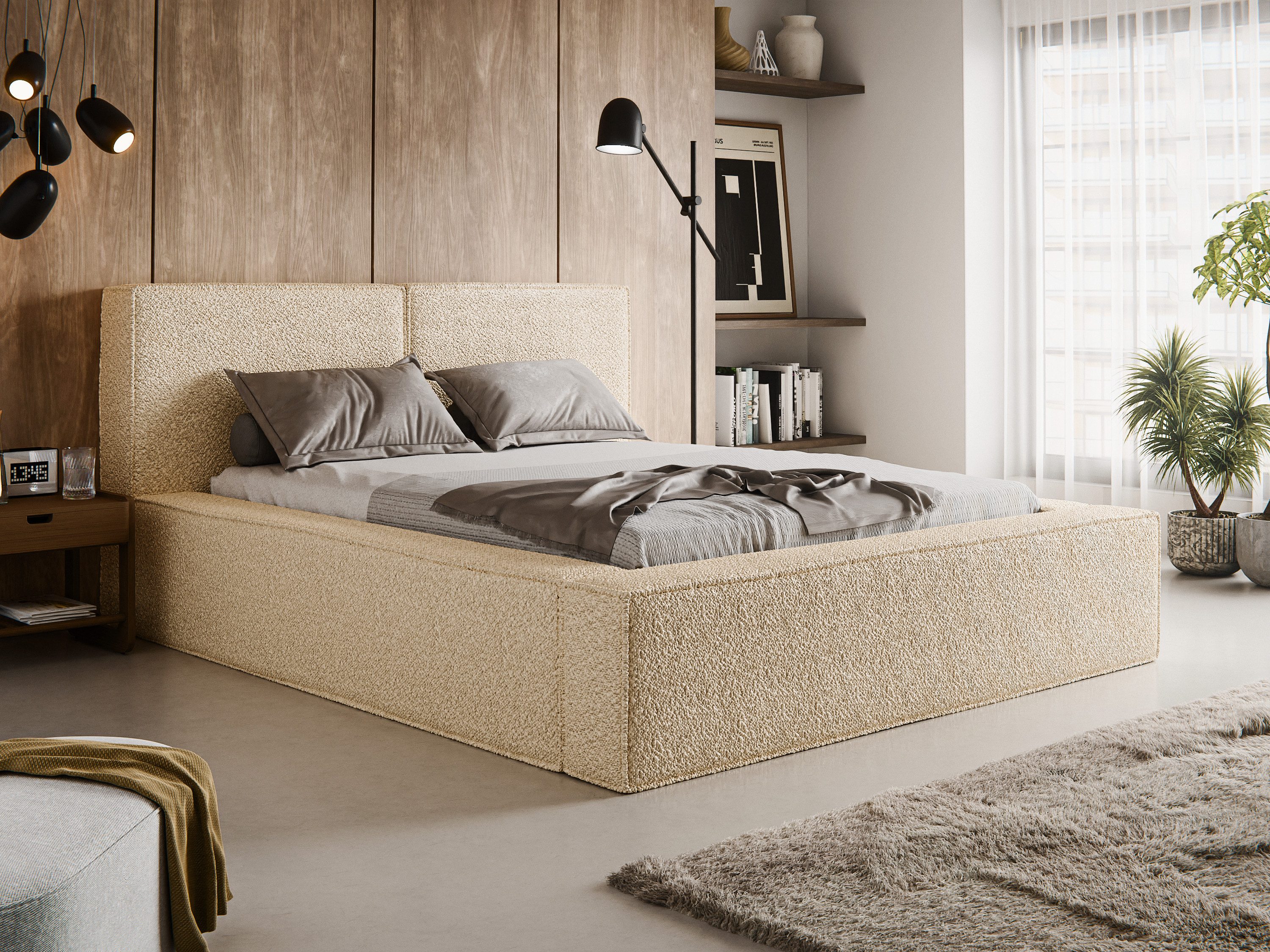 thematys Polsterbett mit Bettkasten, Stauraumbett, Bouclé günstig online kaufen