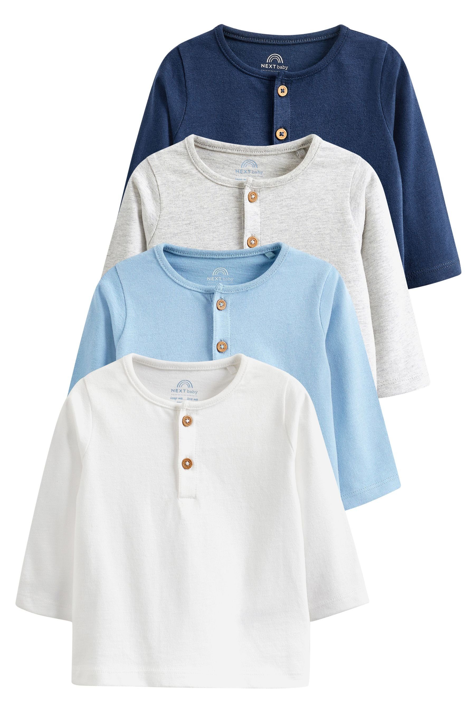 Next Langarmshirt 4er-Pack langärmelige Baby-T-Shirts (4-tlg) Blue/Grey