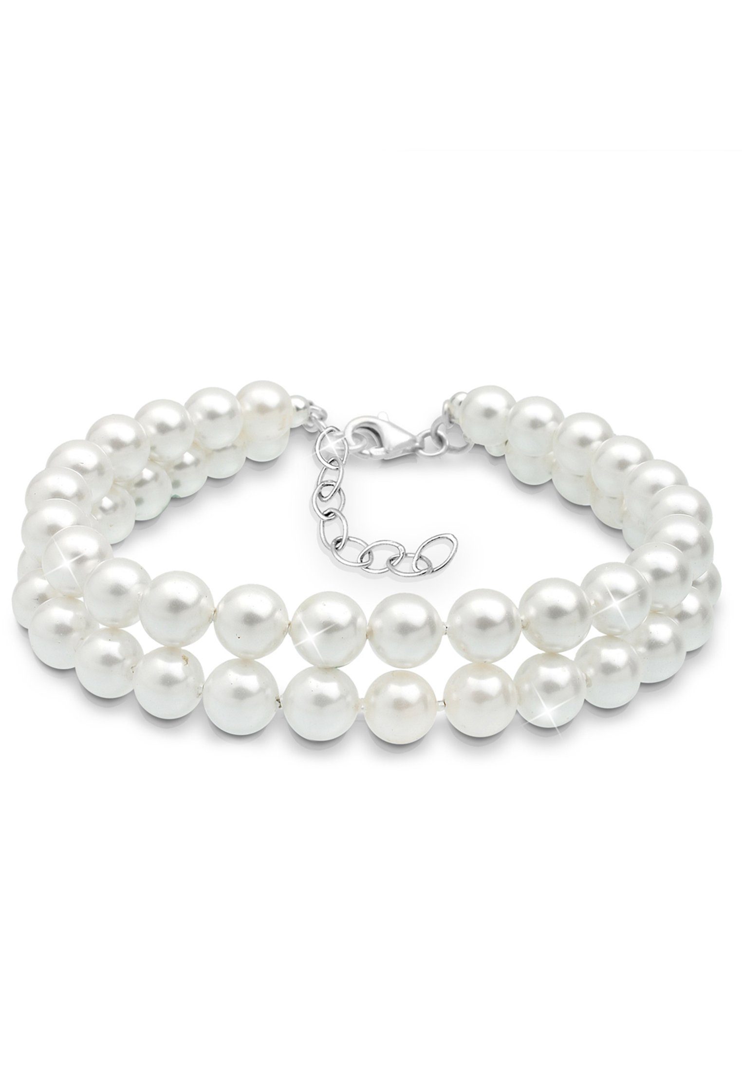 Elli Perlenarmband Muschelkernperle 2-reihig 925 Sterling Silber