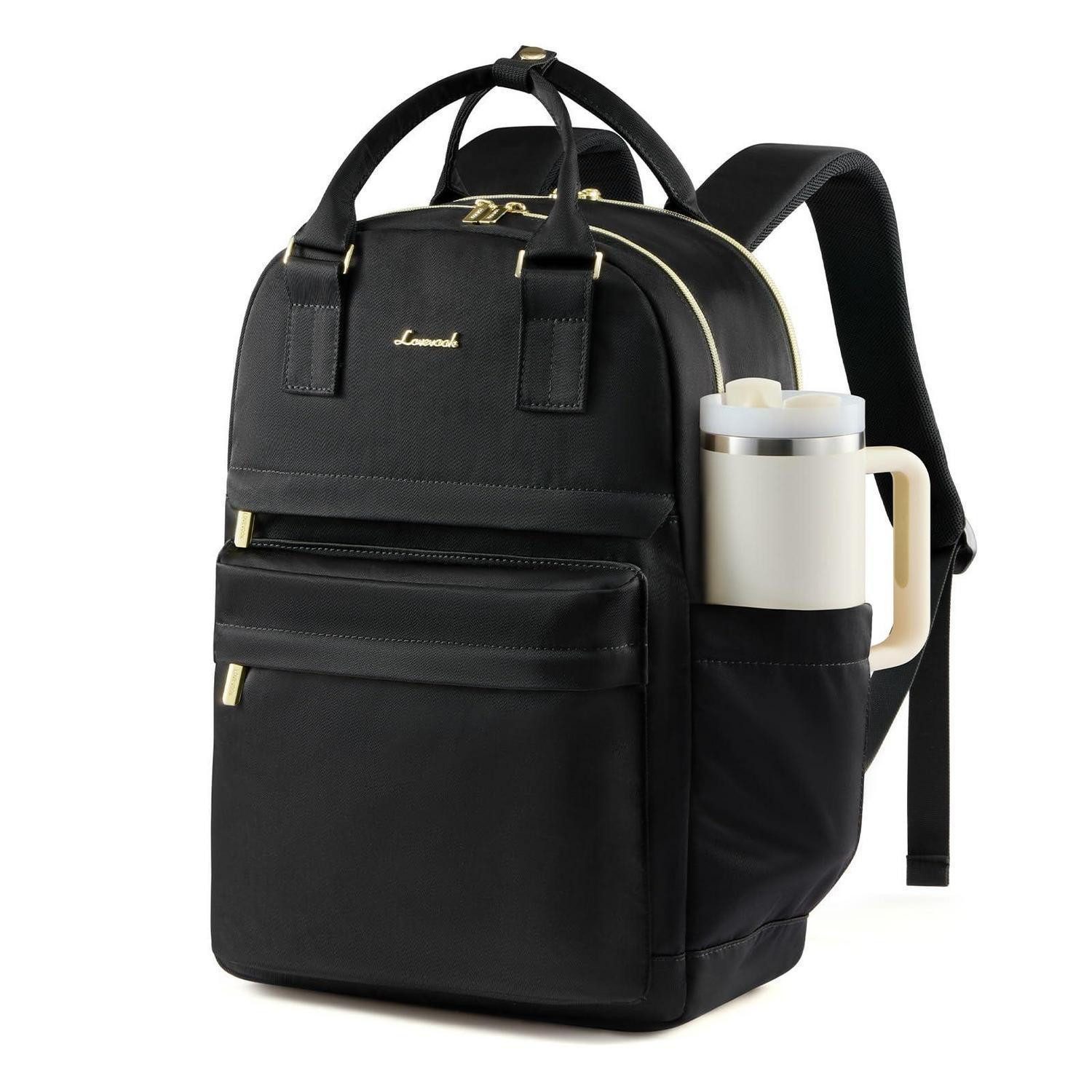LuxusKollektion Laptoprucksack Damen Laptop Rucksack Elegant 15,6 Zoll Schwarz