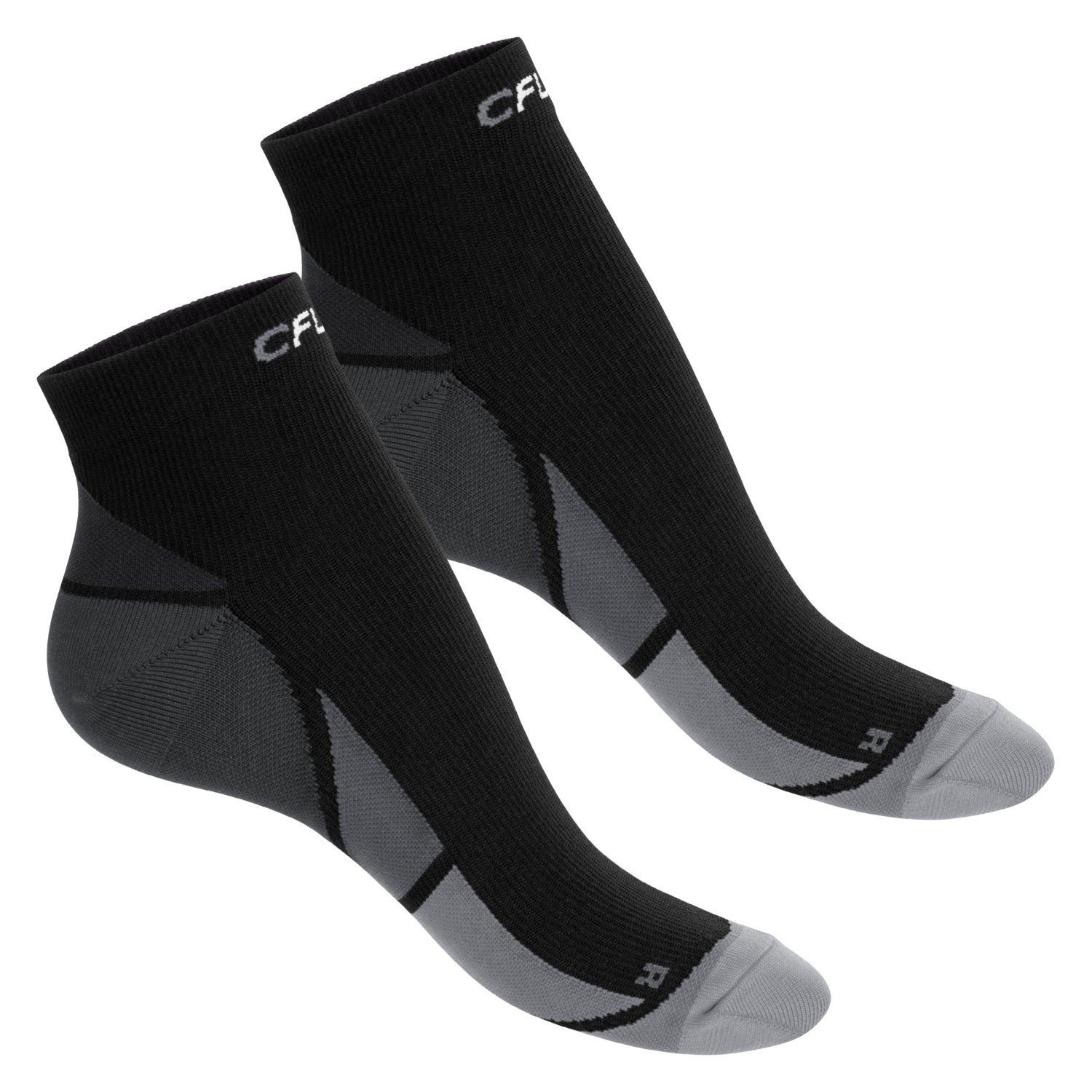 Herren (2/4 für Grau mit / CFLEX Paar) Kompressionsstrümpfe Kompression Damen & 2x Schwarz Sport Socken