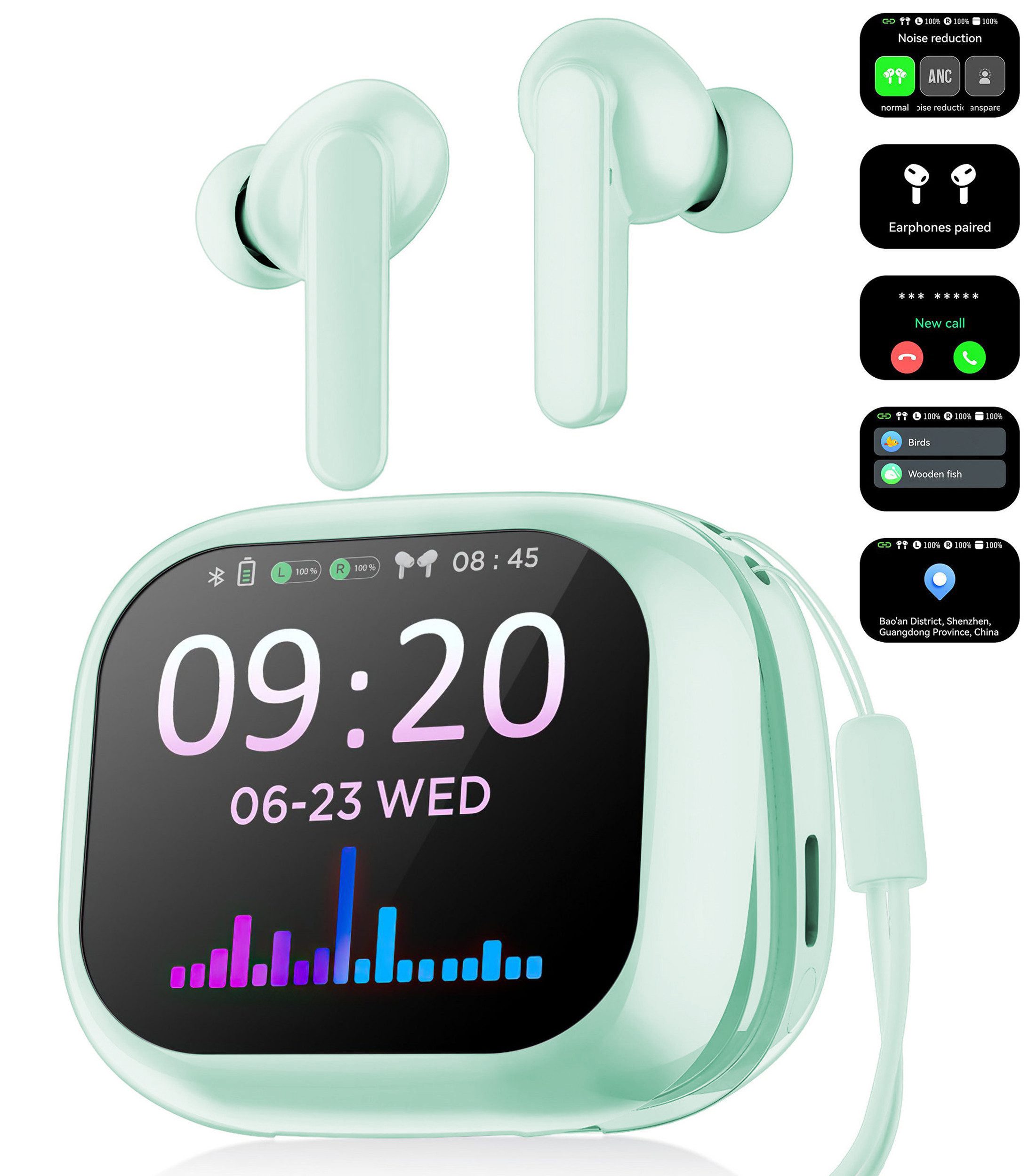 ibettertec Kopfhörer, Kabellos Bluetooth 5.4,HiFi Stereo TWS In-Ear-Kopfhörer (Bluetooth 5.4,HiFi Stereo Rauschunterdrückungsfunktion, 7 Soundeffekte zur Auswahl,Aktive Rauschunterdrückung( ANC+ENC)