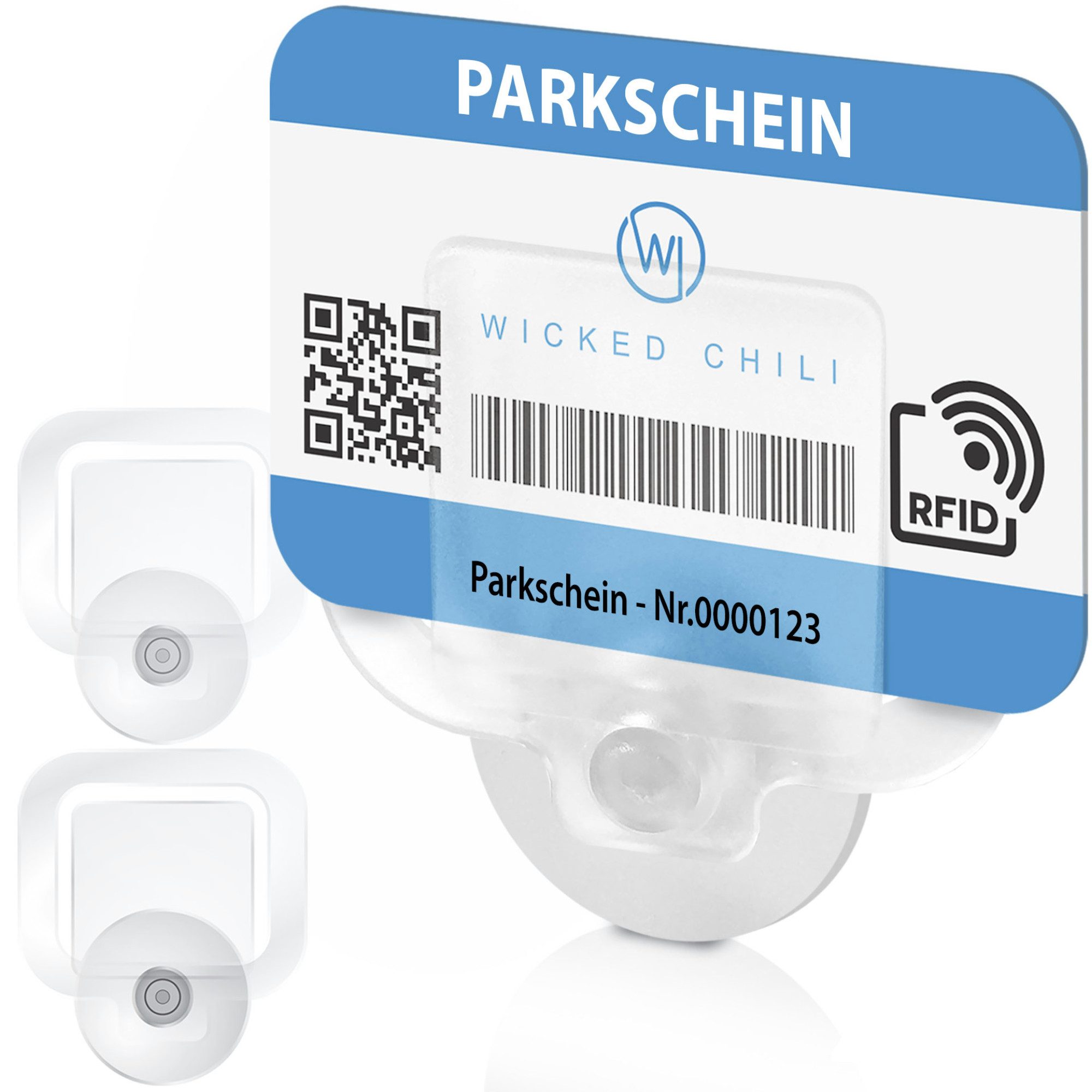 Wicked Chili Halterung Parkscheinhalter Clip für Auto Windschutzscheibe, (1er Set, 2-tlg., 2er-Pack, Made in Germany - KFZ Parkschein Halterung - Mit 30mm Saugnapf)