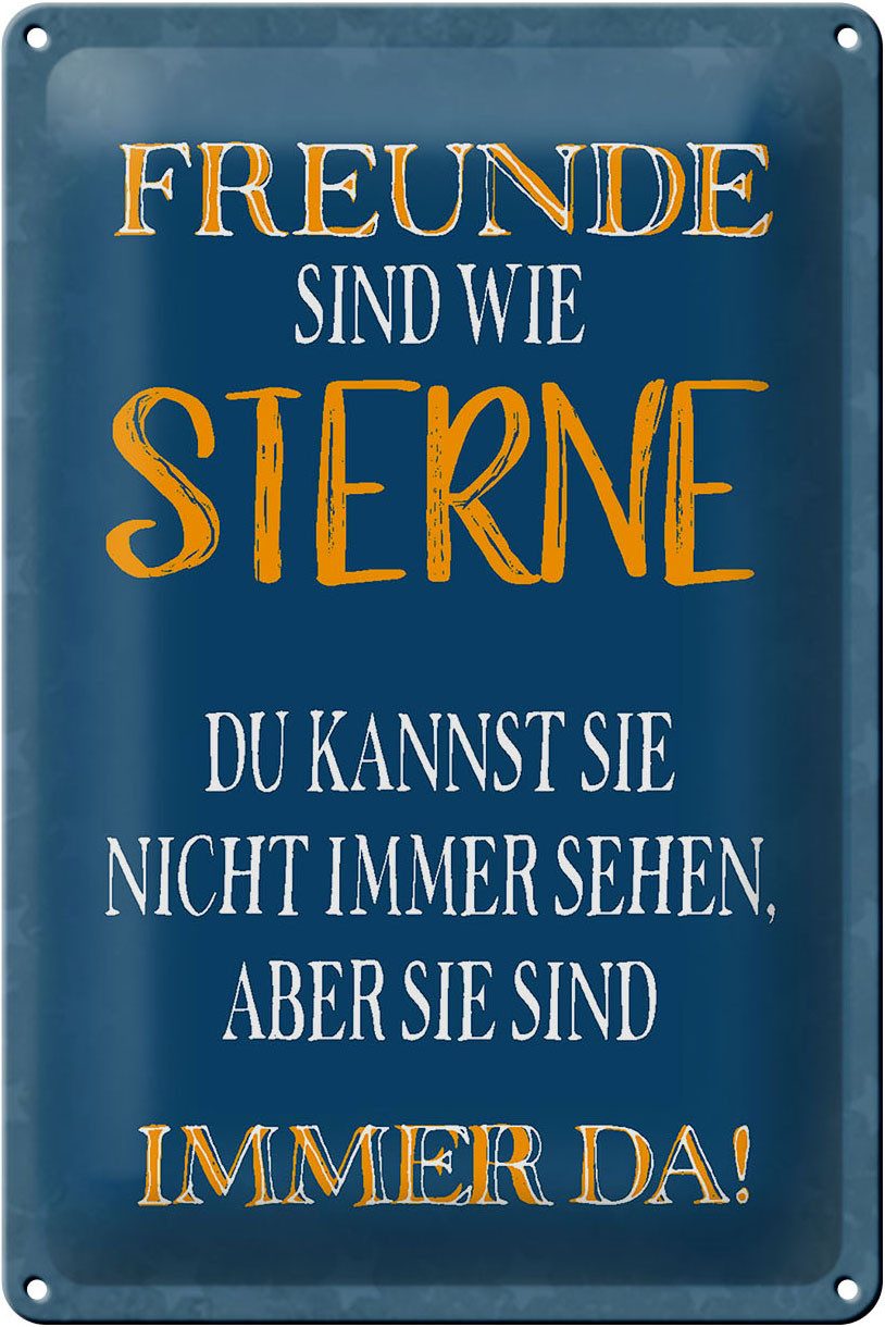 Metallschild Schild Blech 20x30cm - Made in Germany - Spruch Freunde sind wie Stern