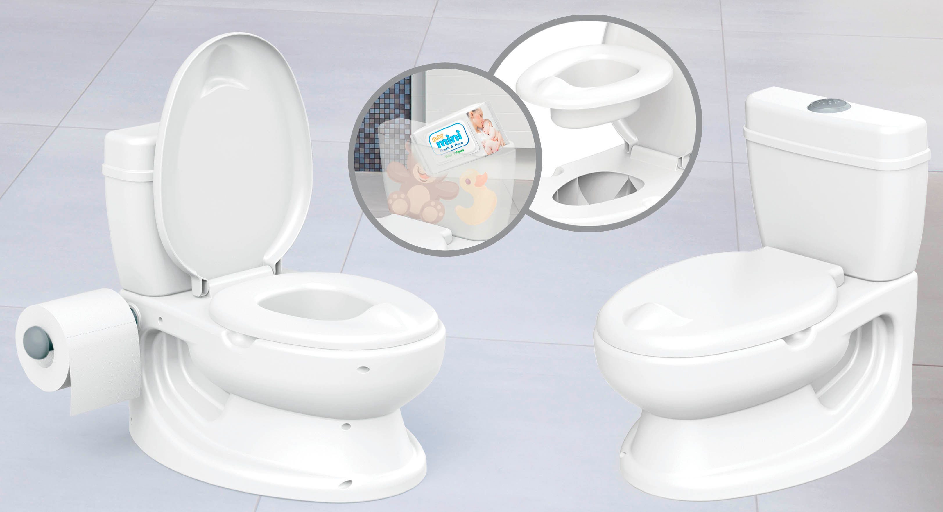 BabyGo Toilettentrainer Baby Potty, weiß, pädagogoisches Töpfchen