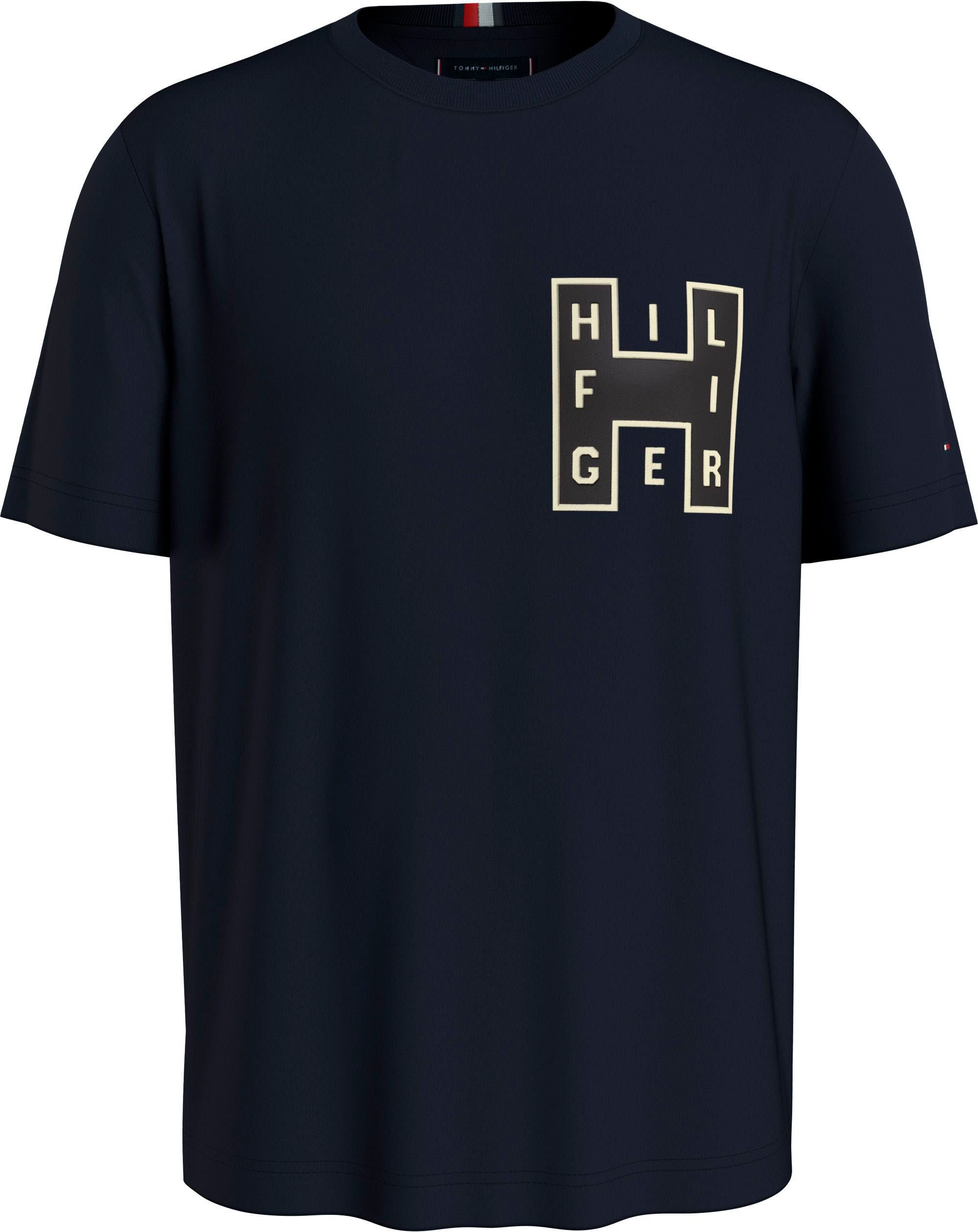 Tommy Hilfiger Kurzarmshirt VARSITY H TEE mit großem Hilfiger Druck auf der Brust