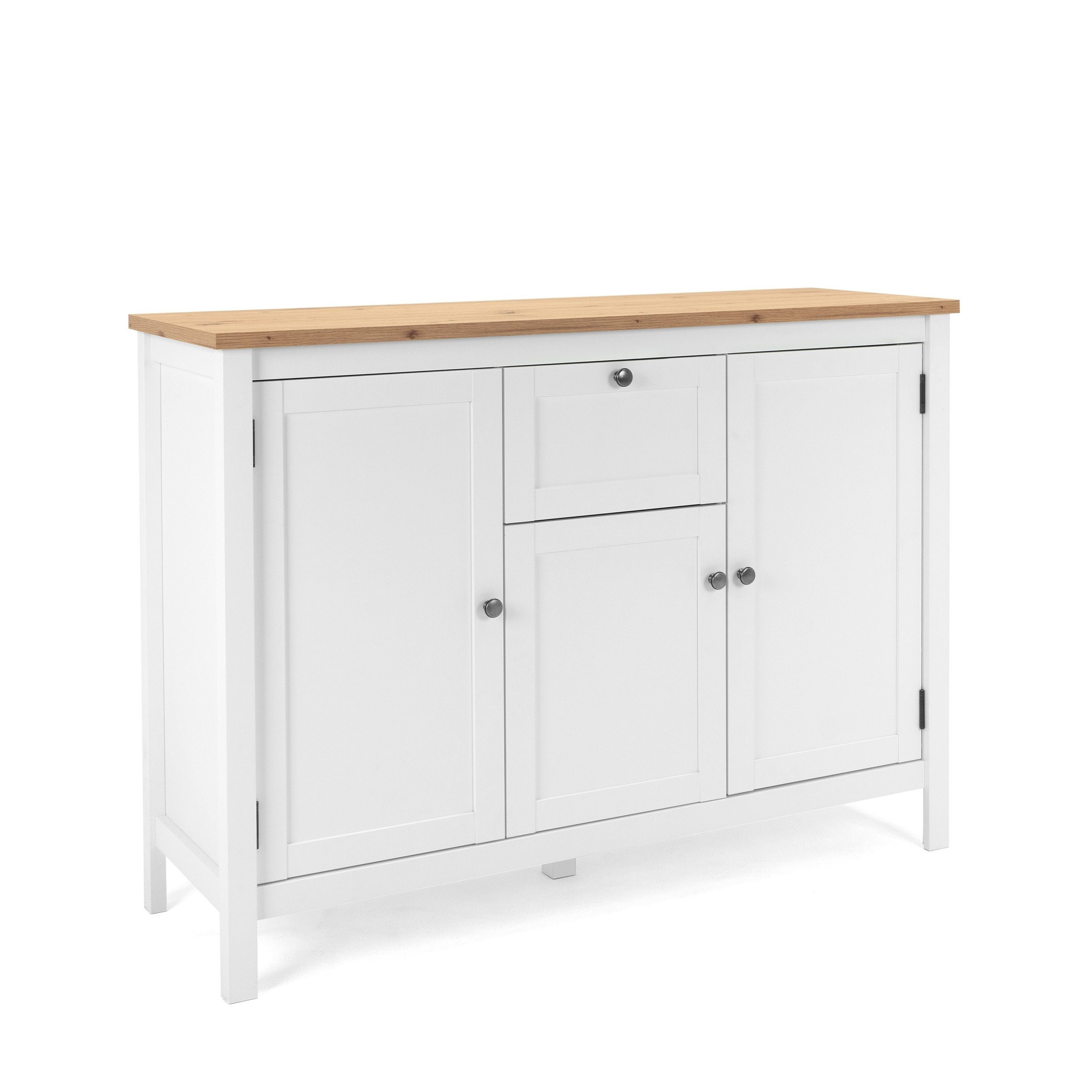 Newroom Sideboard Wildeiche 120 cm, Wildeiche Sideboard Vintage Industrial Highboard Anrichte Wohnzimmer