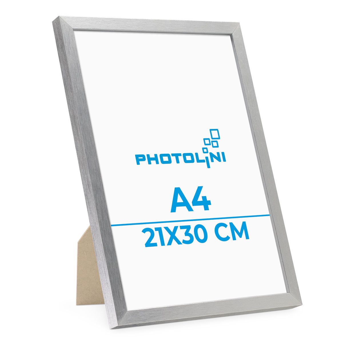 PHOTOLINI Bilderrahmen modern mit bruchsicherem Acrylglas, Holz MDF für Fotos & Poster, für 1 Bilder (1 Einzelrahmen), Posterrahmen A4 21x30 cm zum Aufhängen & Aufstellen