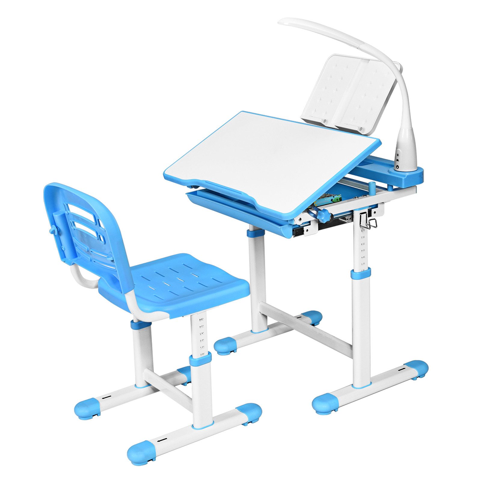 KOMFOTTEU Kinderschreibtisch höhenverstellbar (Set), mit Stuhl & Lampe günstig online kaufen