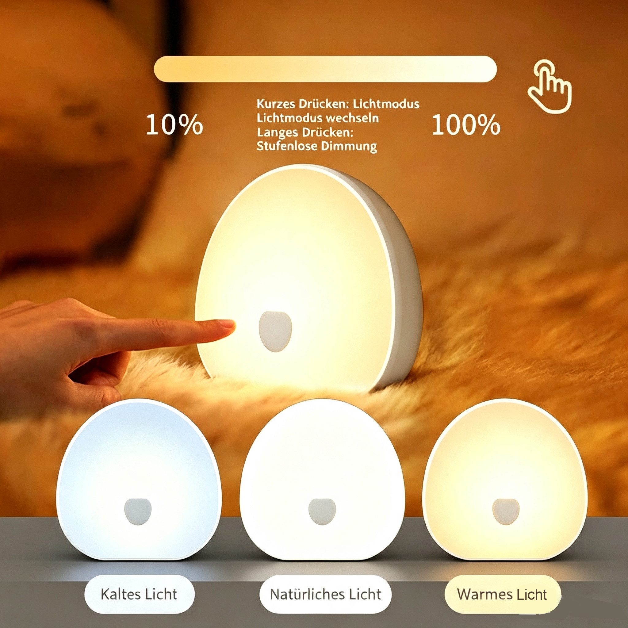 OYLCDI Nachttischlampe LED Nachttischlampe LED Nachtlicht, Dimmbar Atmosphäre Tischlampe, LED fest integriert, mit RGB Farben, Touch Lampe mit Weißem Rauschen, dimmbar, Timer und USB-C Akku für Baby, Erwachsene