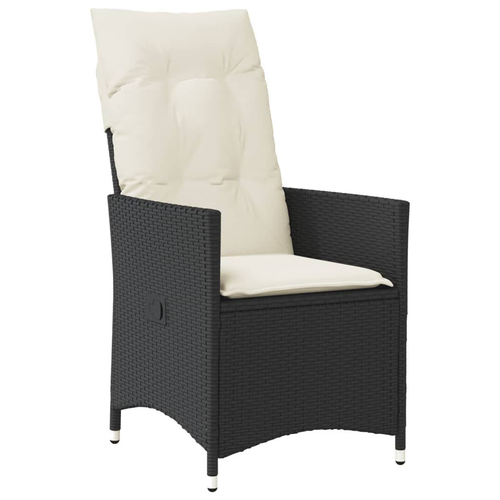 vidaXL Gartensessel, Outdoor Sessel Verstellbar mit Kissen Schwarz Poly Rattan