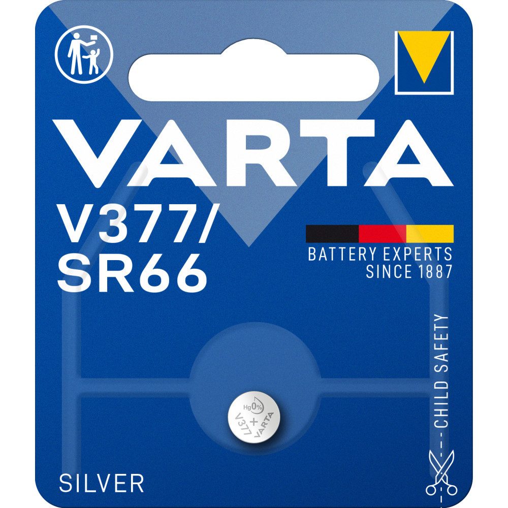 VARTA Knopfzelle V377/SR66 1,55V - hochwertige Batterie für Uhren Batterie