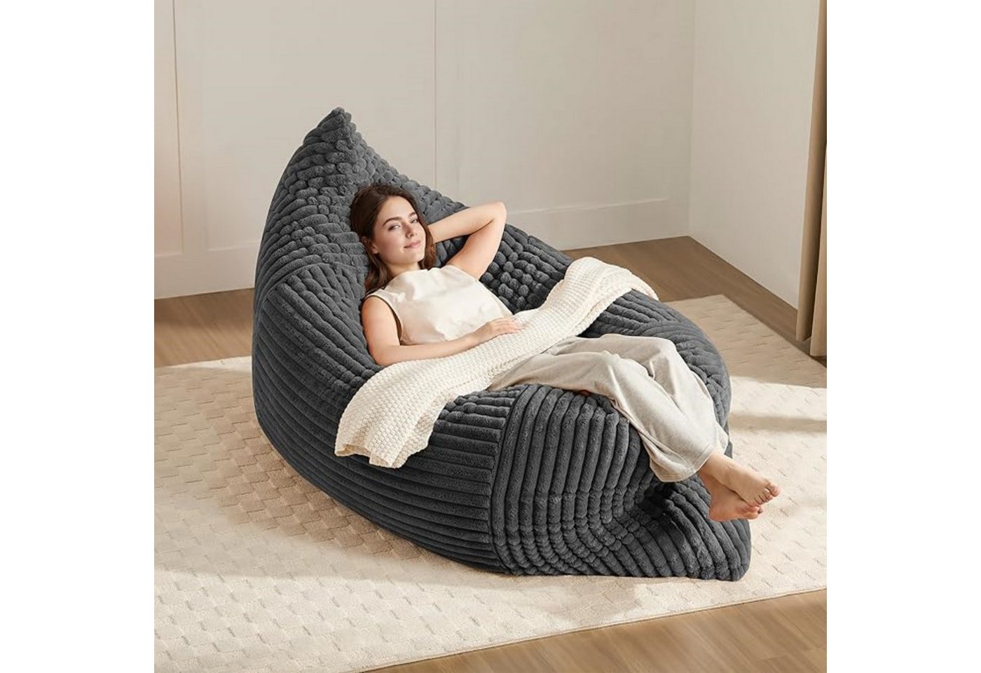 ANYSUN Sitzsack Übergroßer, wandelbarer Sitzsack, formstabil, mit Memory-Schaum (Set, Sitzsack), 180*125cm,Weicher Cordstoff, für Wohn-, Schlaf-, Gäste- & Gamingzimmer
