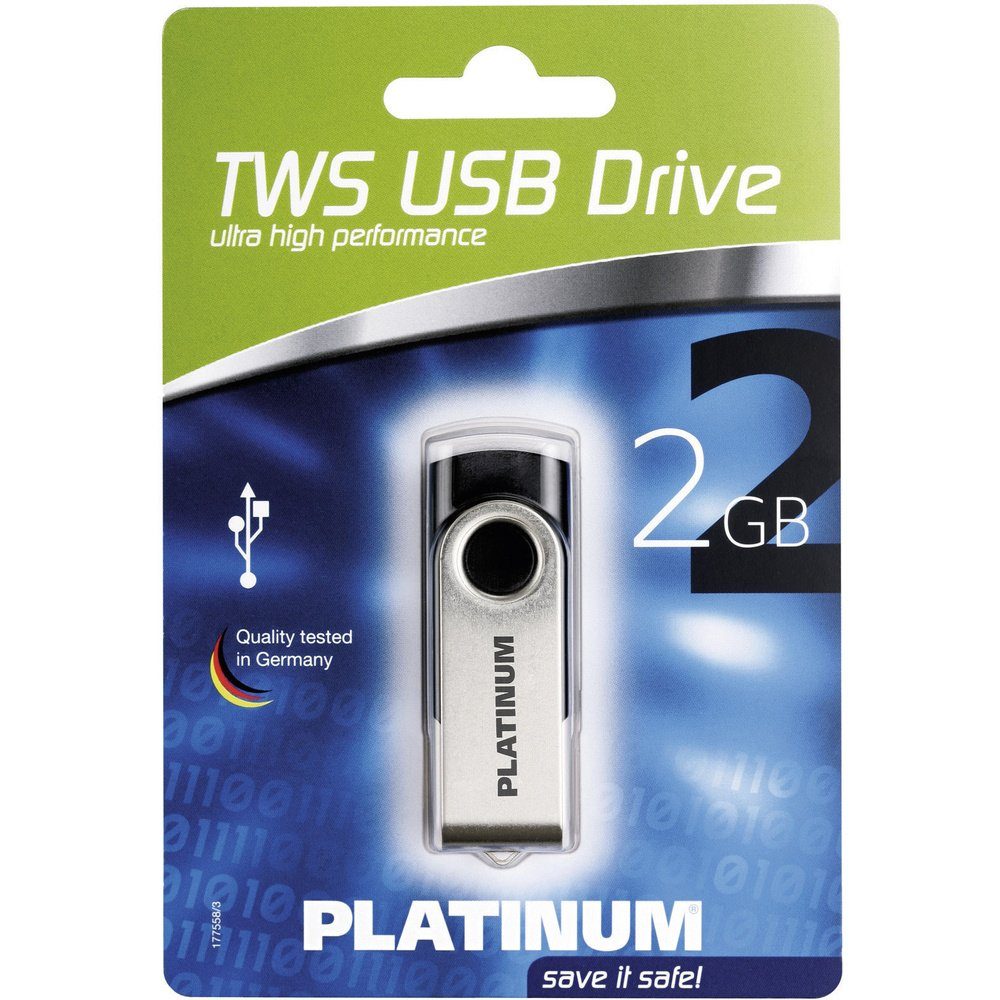 Platinum Platinum TWS USB-Stick 2 GB Schwarz 177558-3 USB-A (USB 2.0) USB-Stick