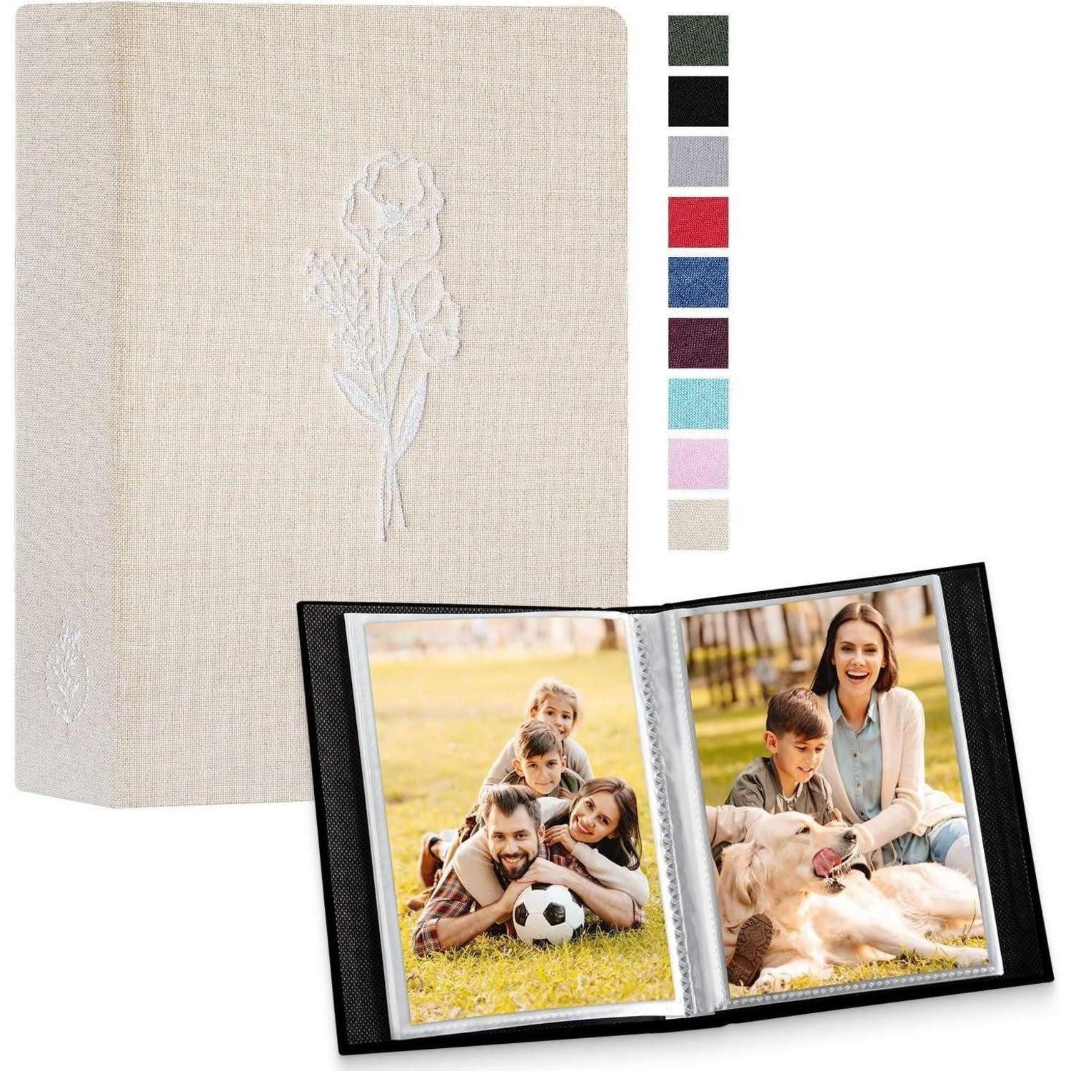 LuxusKollektion Einsteck-Fotoalbum Fotoalbum 10x15cm 50 Taschen Leinen Einsteckalbum Beige 2er Pack