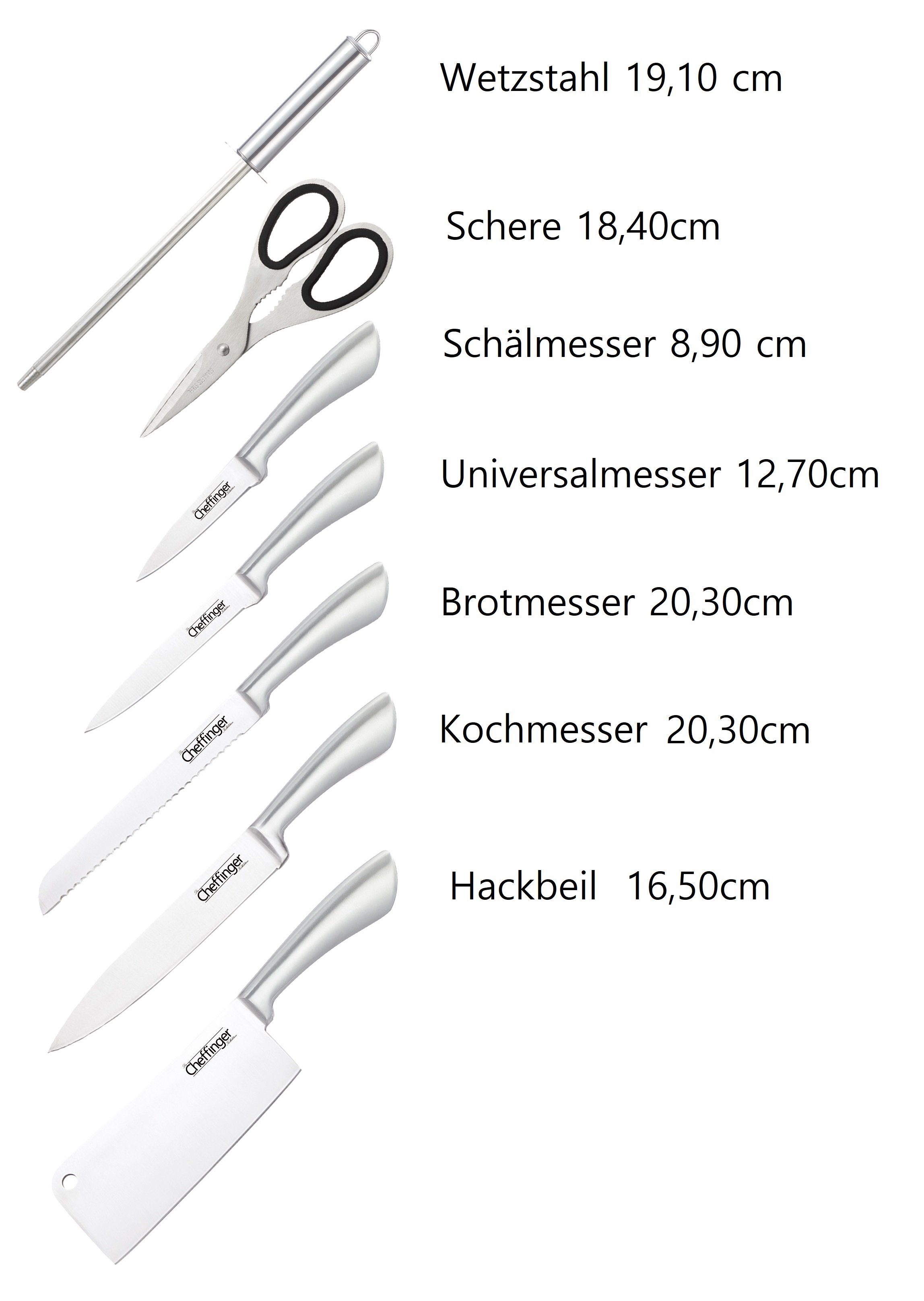 Cheffinger Messer-Set 8-teiliges Profi Messer-Set Messerblock sehr hochwertig