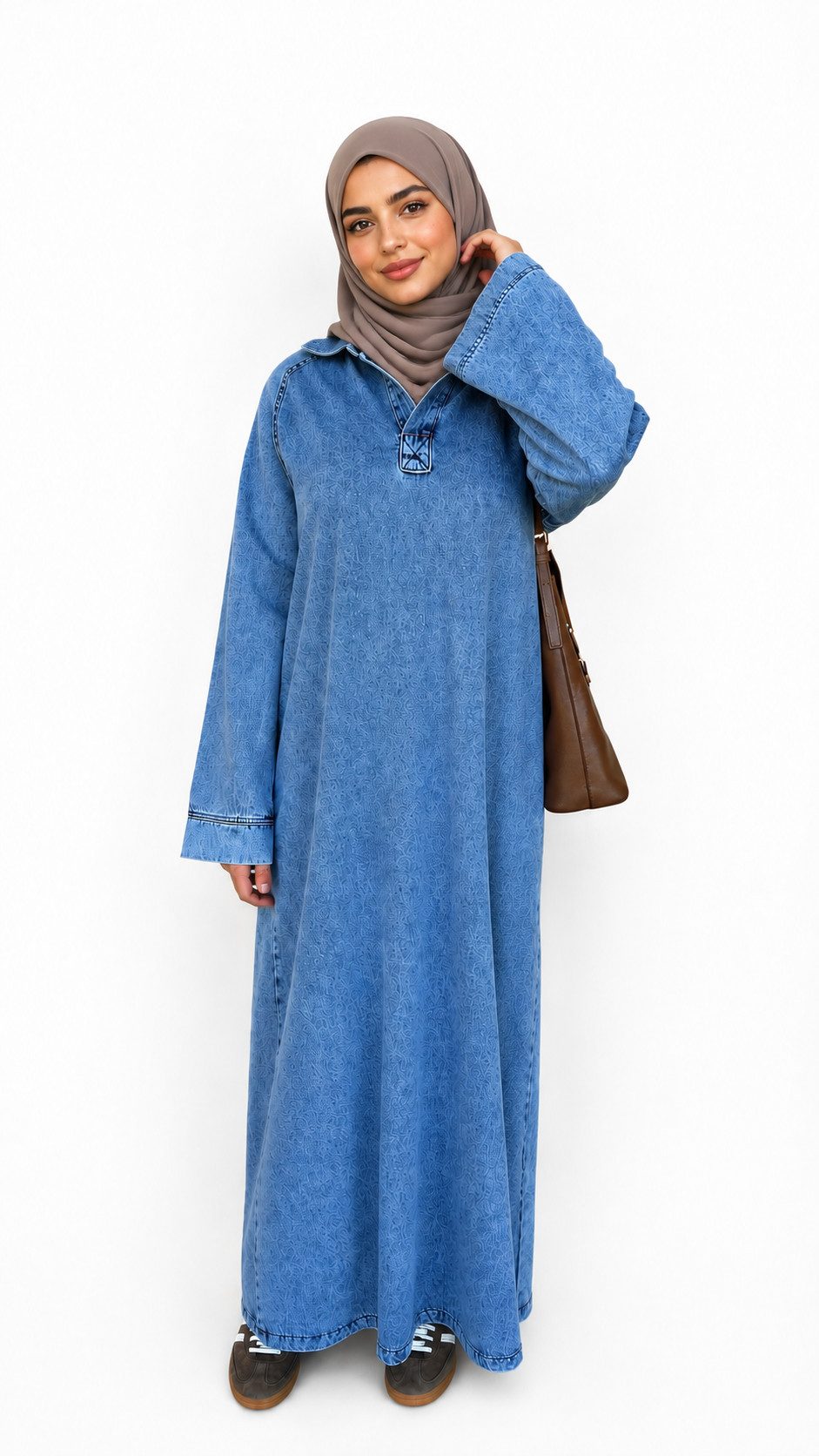 Jeanskleid Denim Kleid LARA Maxikleid Ballonkleid Abaya Kaftan Hemdblusenkleid