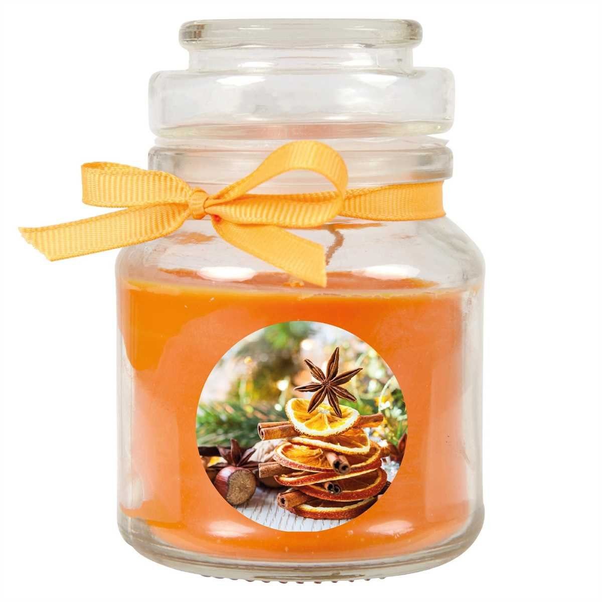HS Candle Duftkerze (Dekokerze, 1-tlg), Weihnachten - Kerze im Bonbon Glas, Kerze mit Weihnachts - Motiv