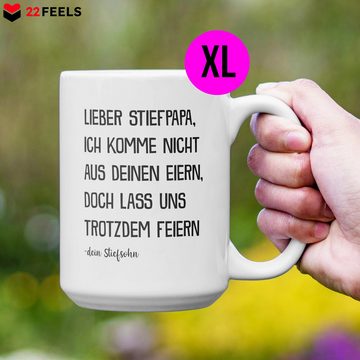 22Feels Tasse Stiefpapa Geschenk von Stiefsohn Vatertag Bonus Stiefvater Geburtstag, Keramik, XL, Made In Germany, Spülmaschinenfest