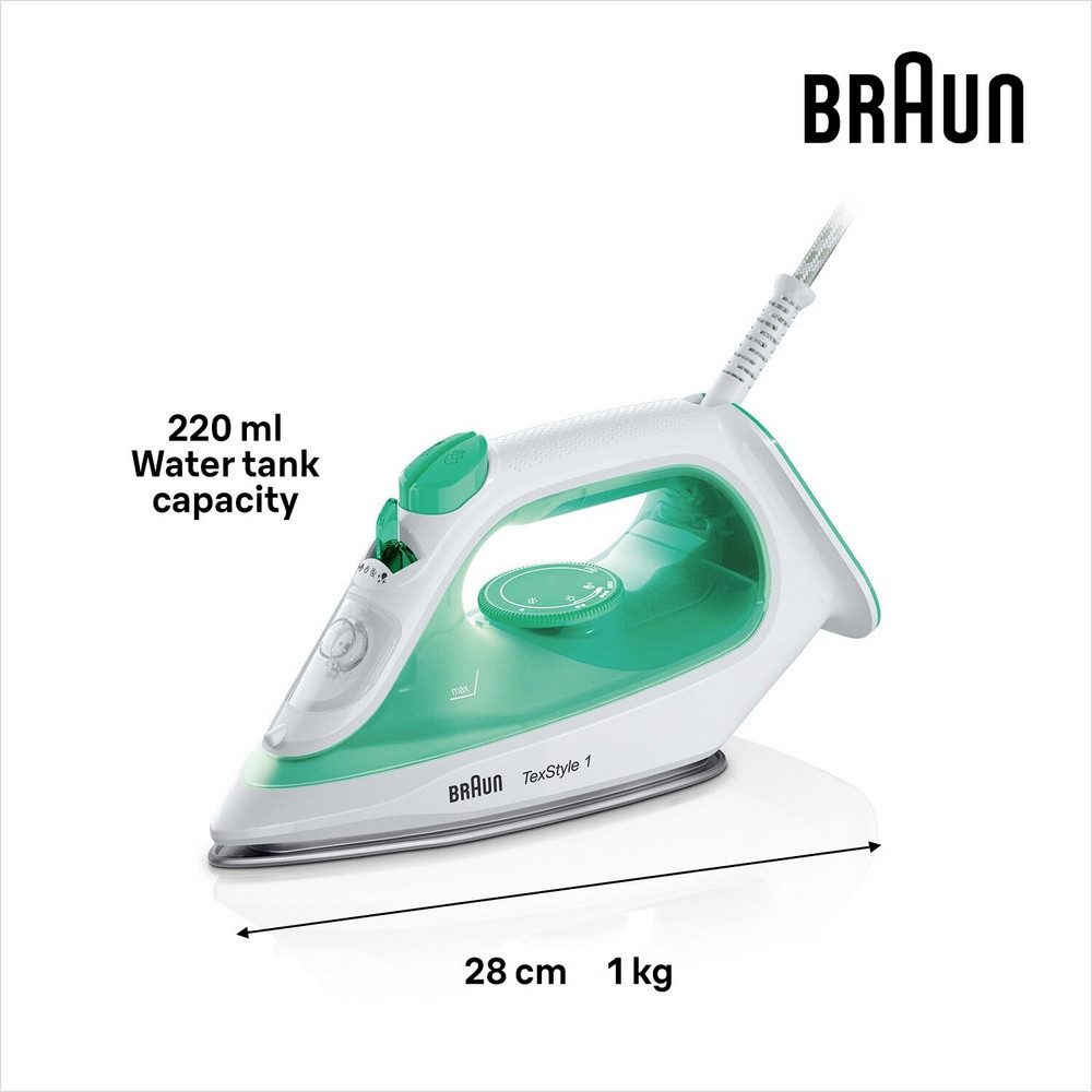 Braun Dampfbügeleisen Braun SI104OGR Dampfbügeleisen Grün, Weiß 2000 W, 2000.00 W