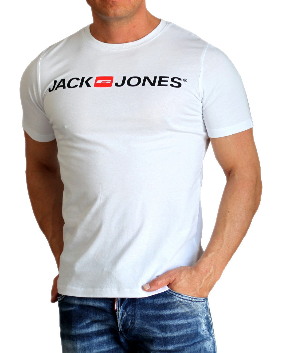 Jack & Jones Print-Shirt Bequemes Slimfit Shirt (Spar-Set, 3er-Pack) in Unifarbe mit Print