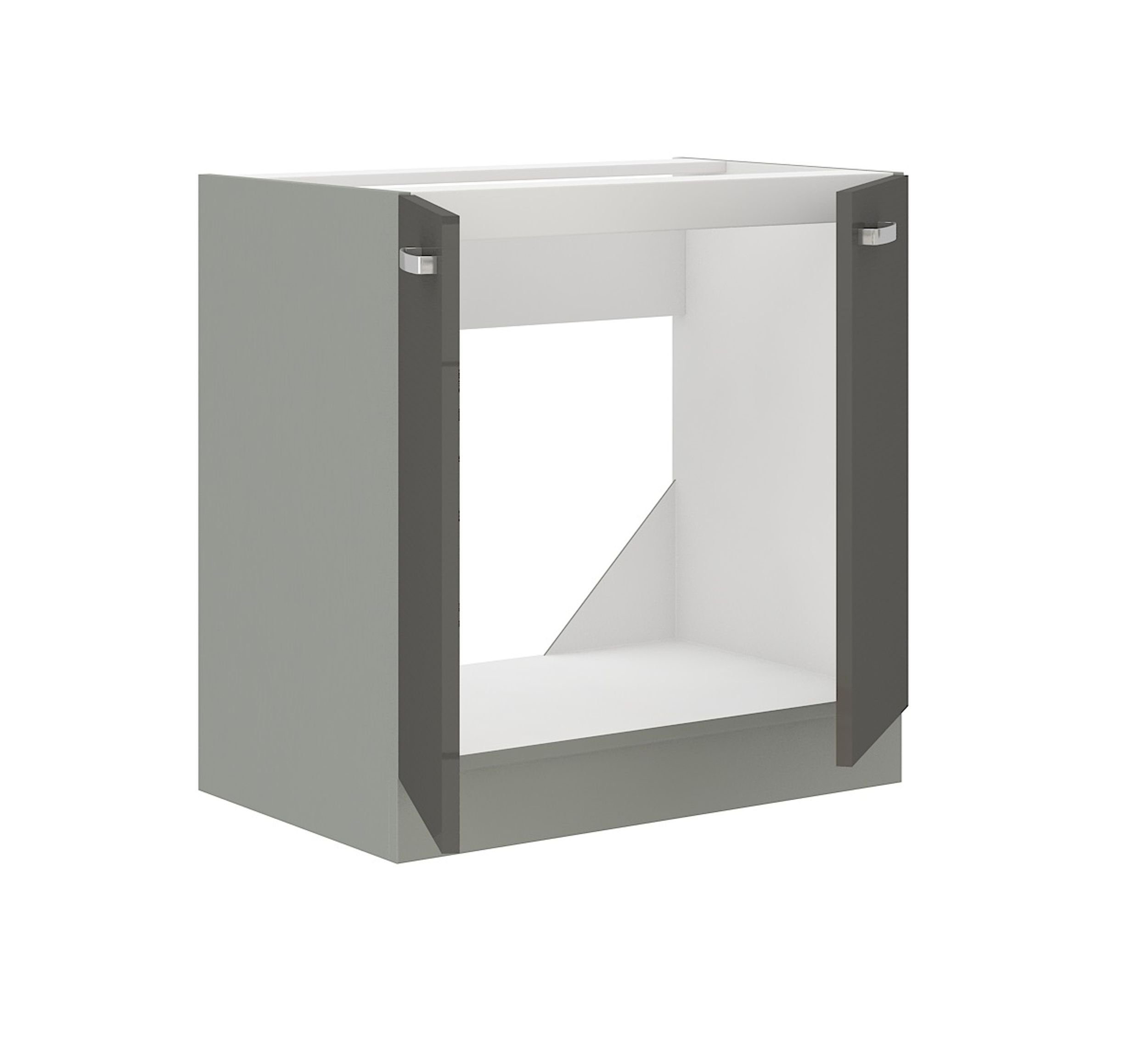 Küchen-Preisbombe Spülenunterschrank 80 cm Küche Bianca Grey Grau Hochglanz günstig online kaufen