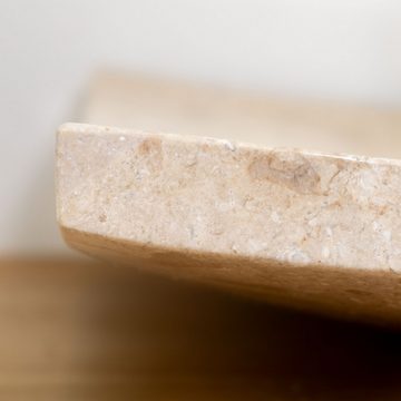 wohnfreuden Aufsatzwaschbecken Marmor Waschbecken ZEN 50 cm creme flach (Kein Set), 6_593