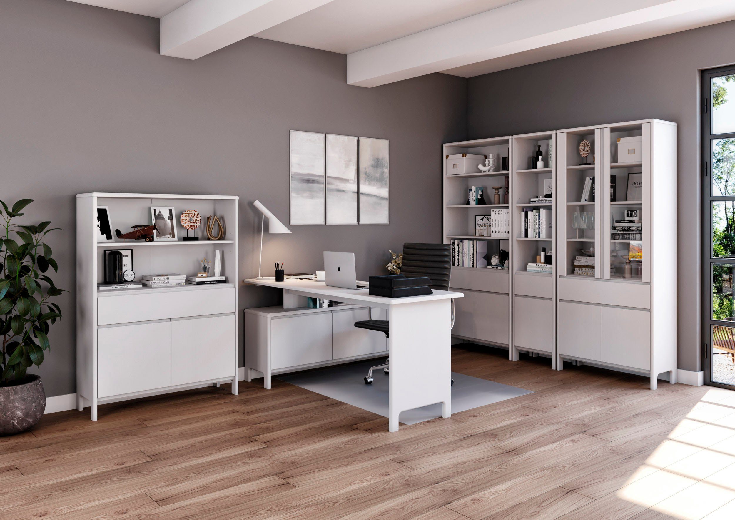 Home affaire Schreibtisch Luven, aus Massivholz, in 2 Breiten, variable Nut günstig online kaufen