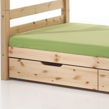 Lomadox Etagenbett PINOO-12, Kinderzimmer in Kiefer massiv natur lackiert mit Leiter 210/182/105 cm