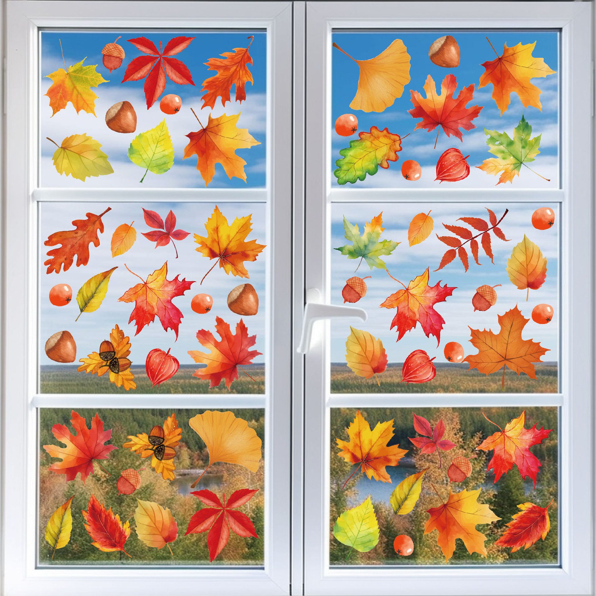 Sorvyzxn Fensterfolie Fensterbilder Herbst, Herbstdeko,Erntedankfest Fensterbilder, Selbstklebend Herbst Deko Aufkleber, für Fenster Kinderzimmer Cafés Halloween Party