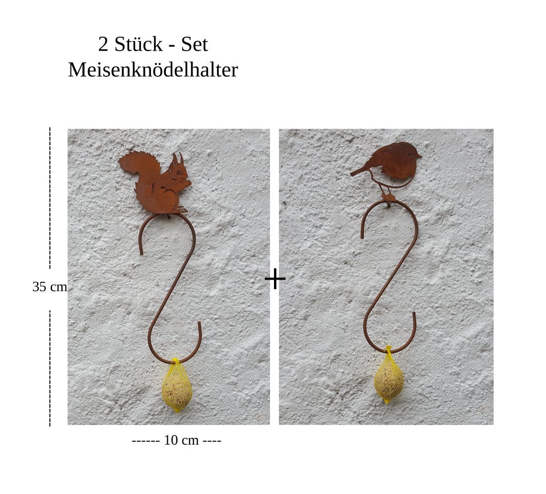 LB H&F Lilienburg Futterstation 2er SET Meisenknödelhalter Futterstation Eichhhörnchen + Vogel, Metall, Vogel + Eichhörnchen