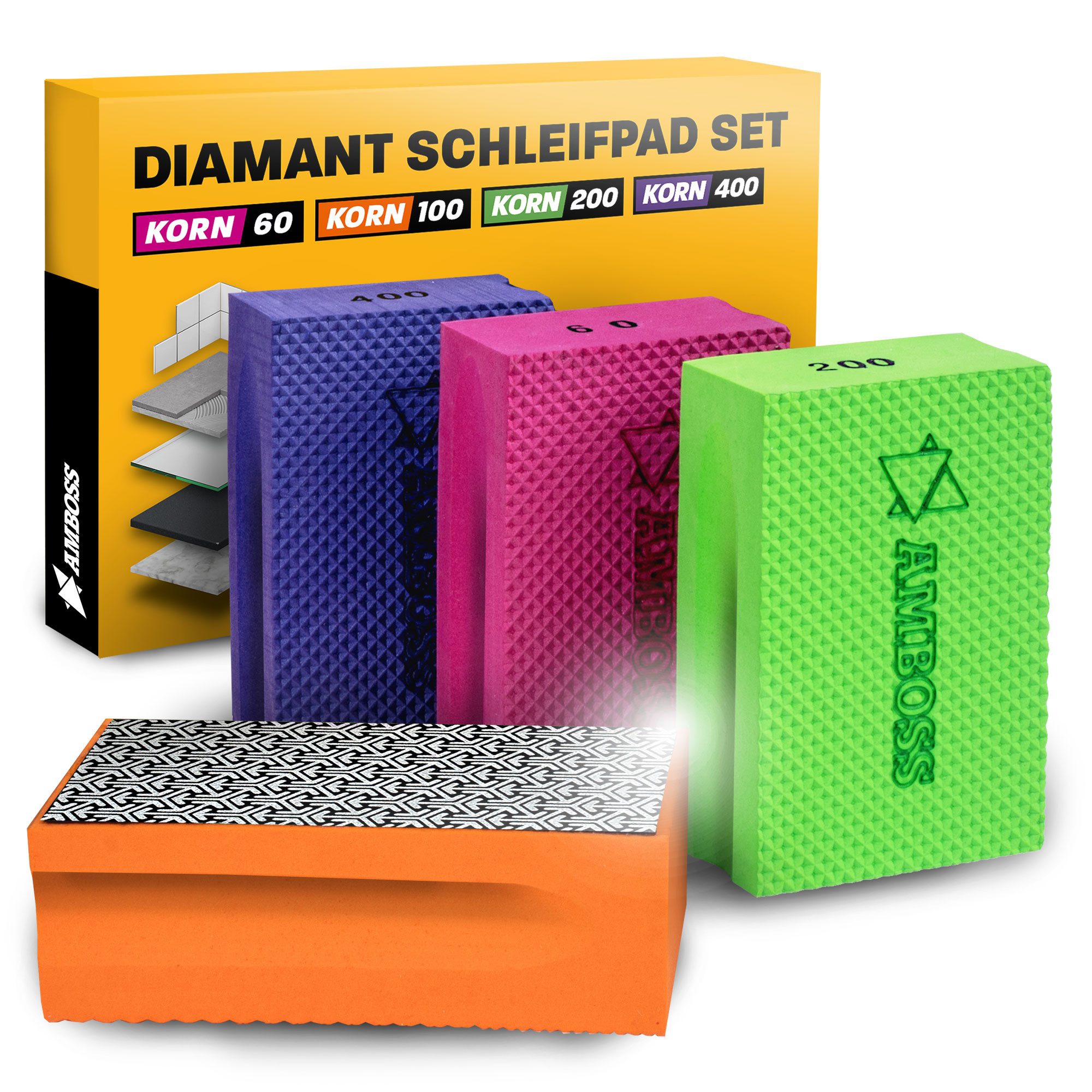 Amboss Werkzeuge Schleifpapier Amboss Diamant Schleifpad Set Korn 60-400
