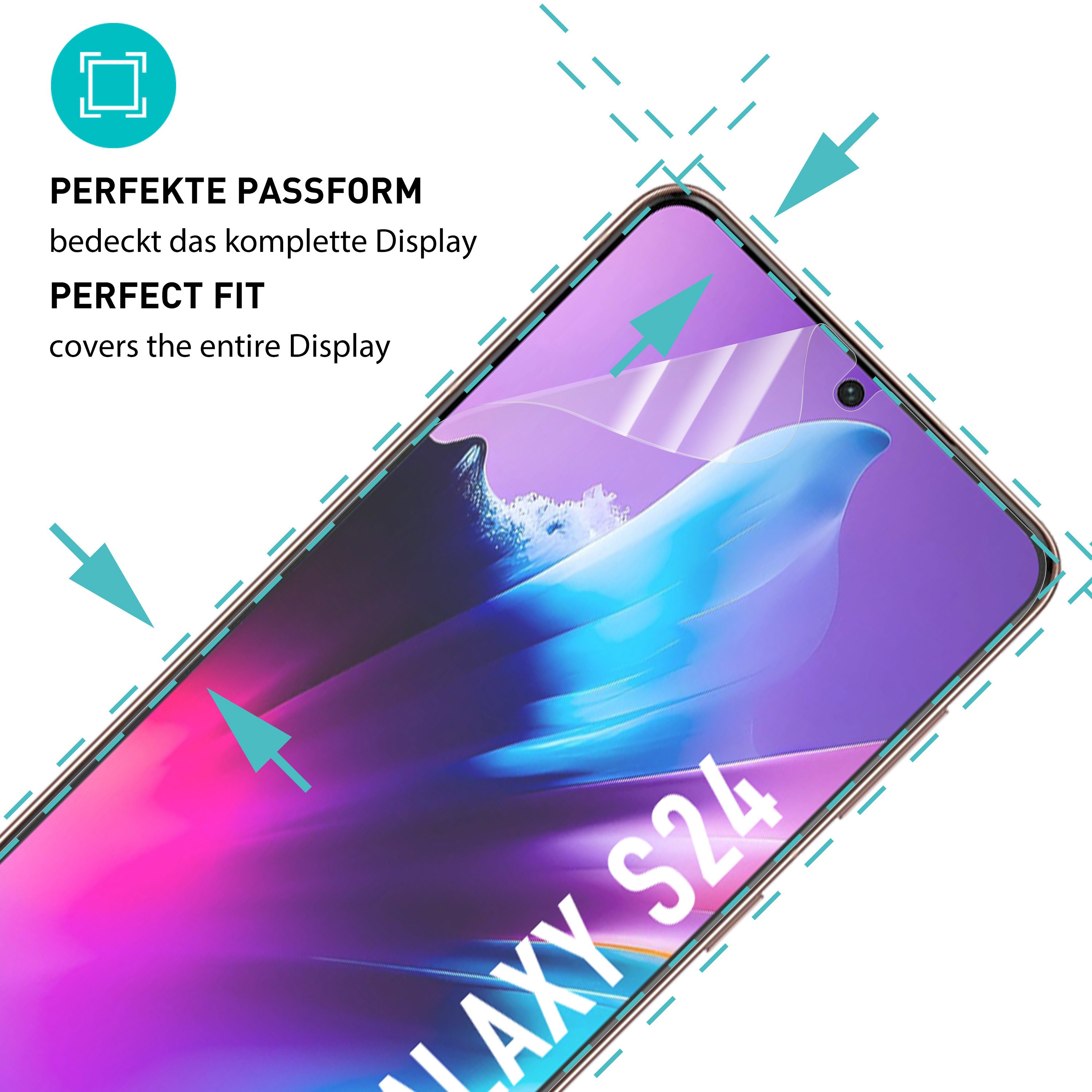 smartect Displayschutzfolie TPU Schutzfolie Matt für Samsung Galaxy S24, Set, 2 Stück, Panzerfolie Bildschirm Displayfolie