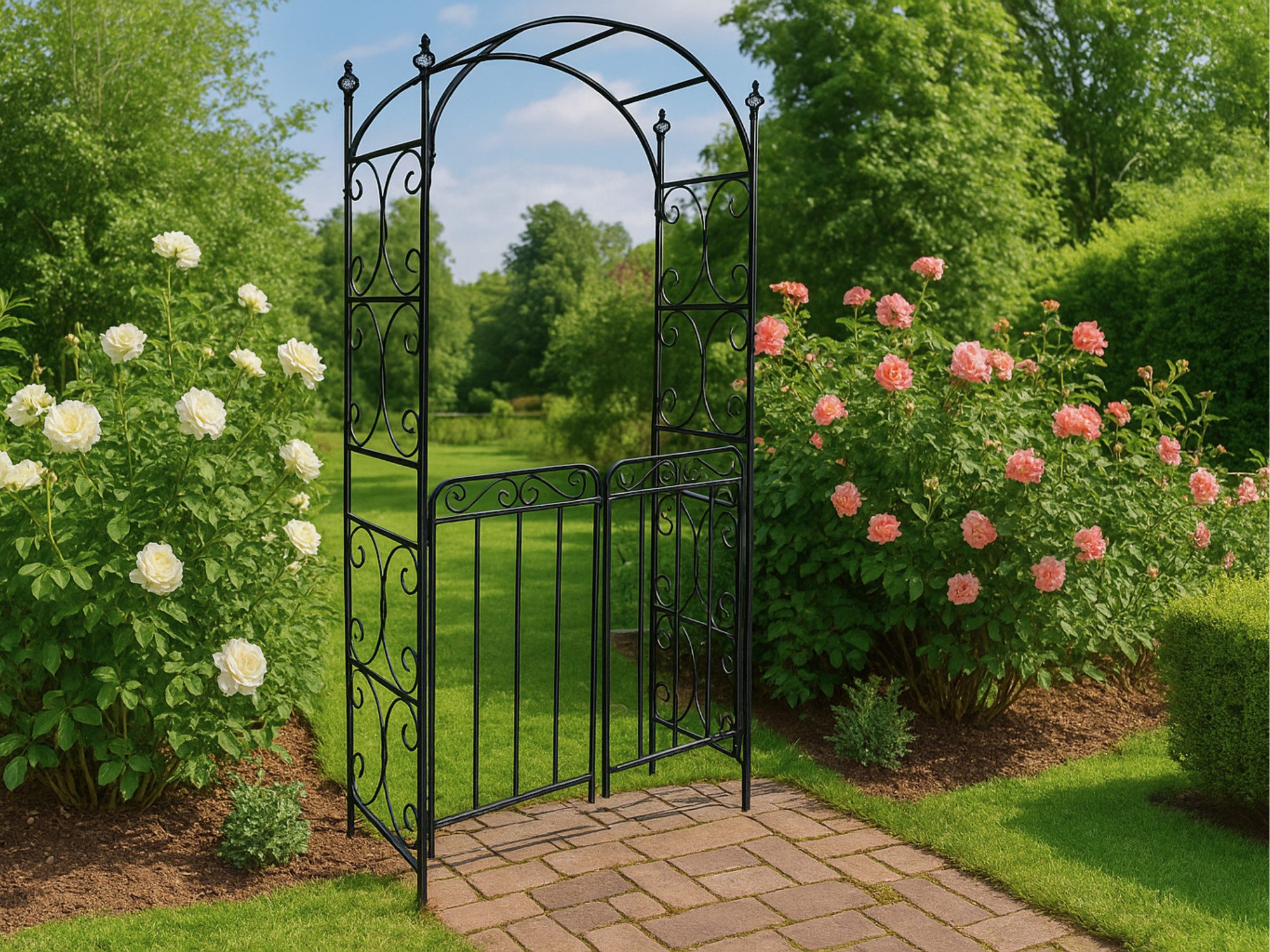 abc HOME Rosenbogen Gartentor, 2in1, mit Erdspießen, 217 cm H günstig online kaufen