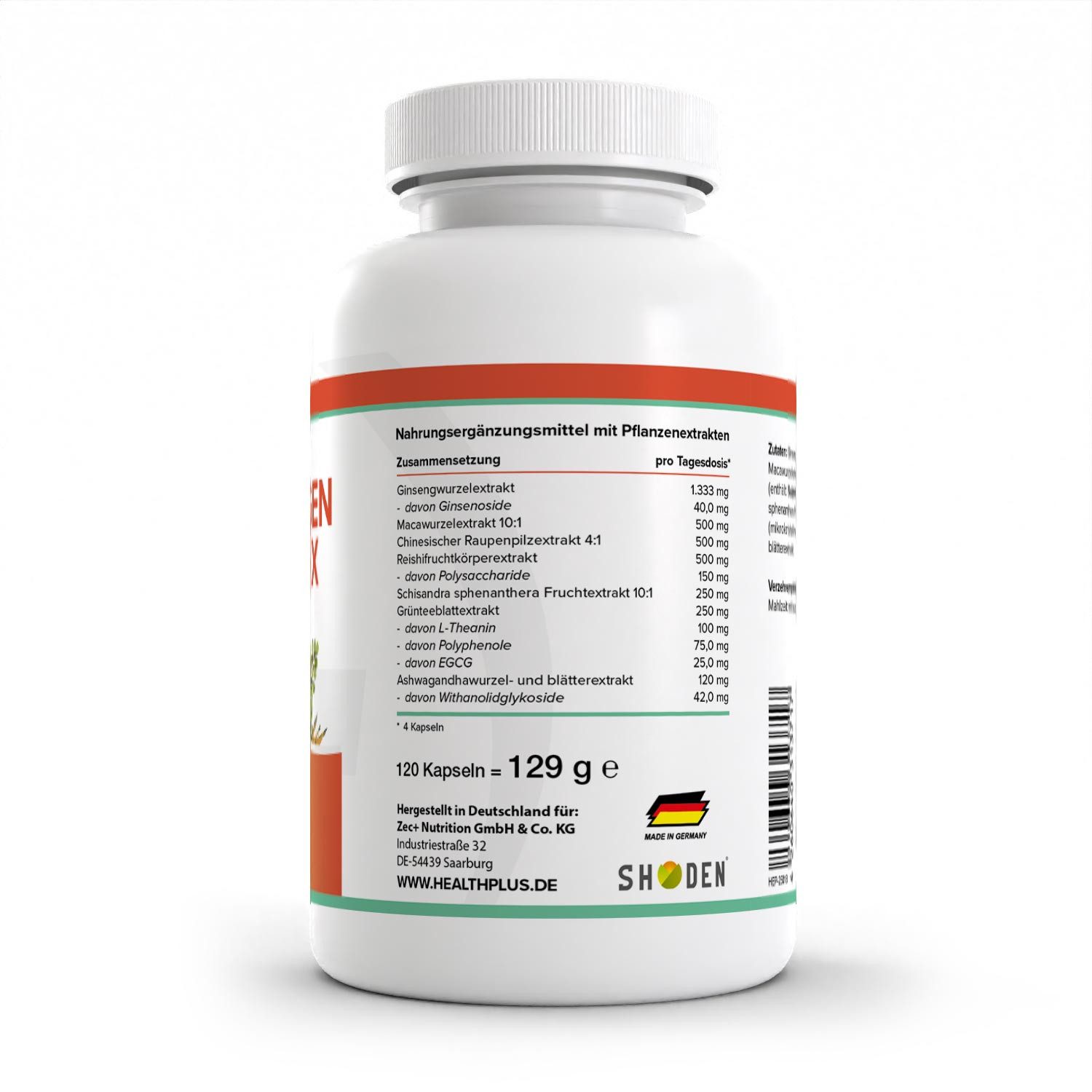 Zec+ Nutrition HEALTH+ ADAPTOGEN KOMPLEX, 120 Kapseln Kapsel