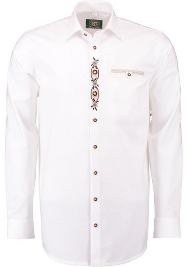 OS-Trachten Trachtenhemd »Flevi« Langarmhemd mit Edelweiß-stickerei auf der Knopfleiste